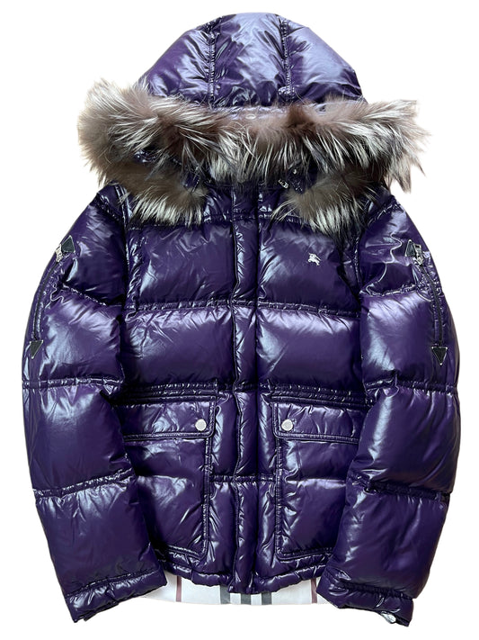 00’s BURBERRY made in Japan real fur down jacket (S/M) - purple