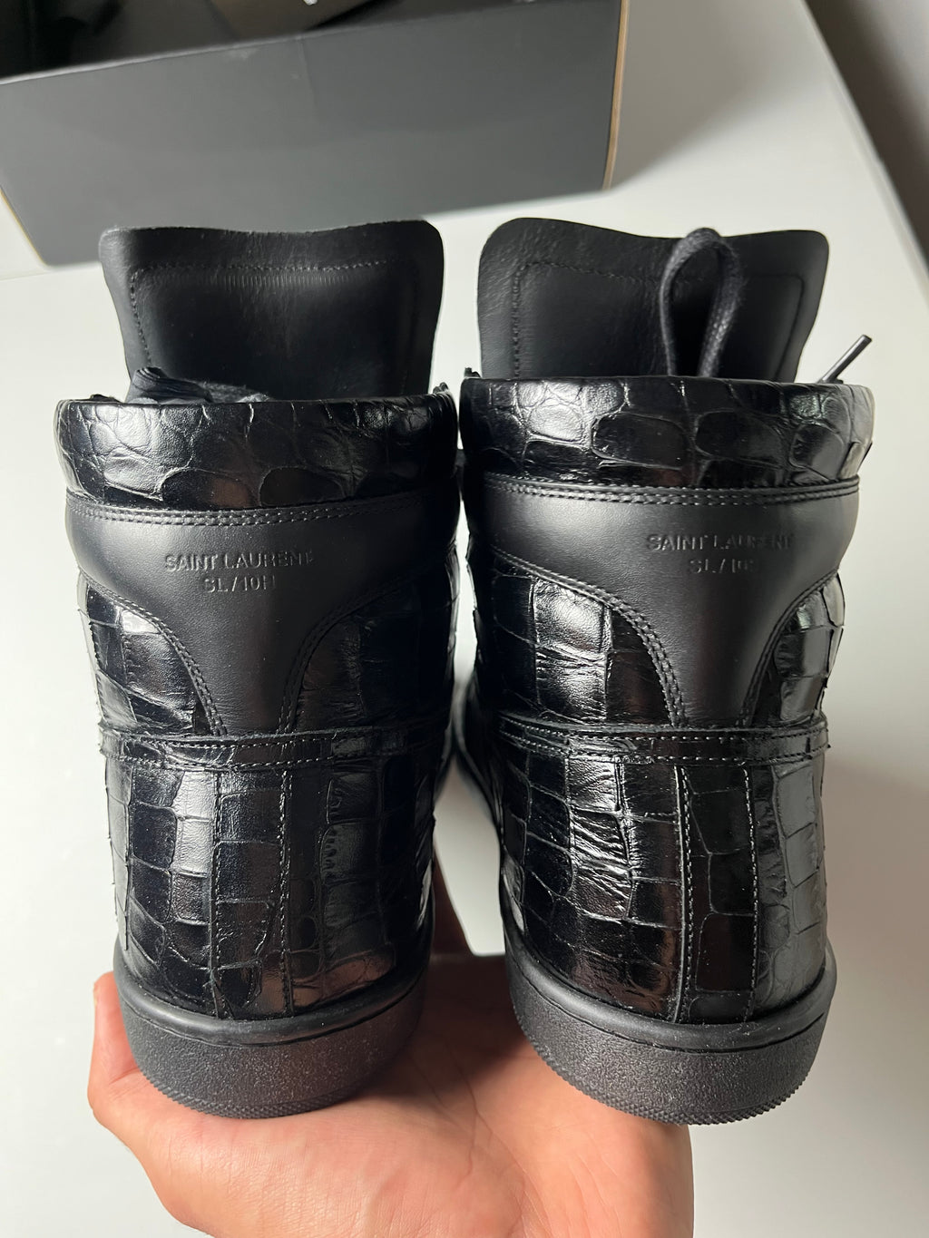 Saint Laurent embossed croc leather high tops - Eu 42 - black