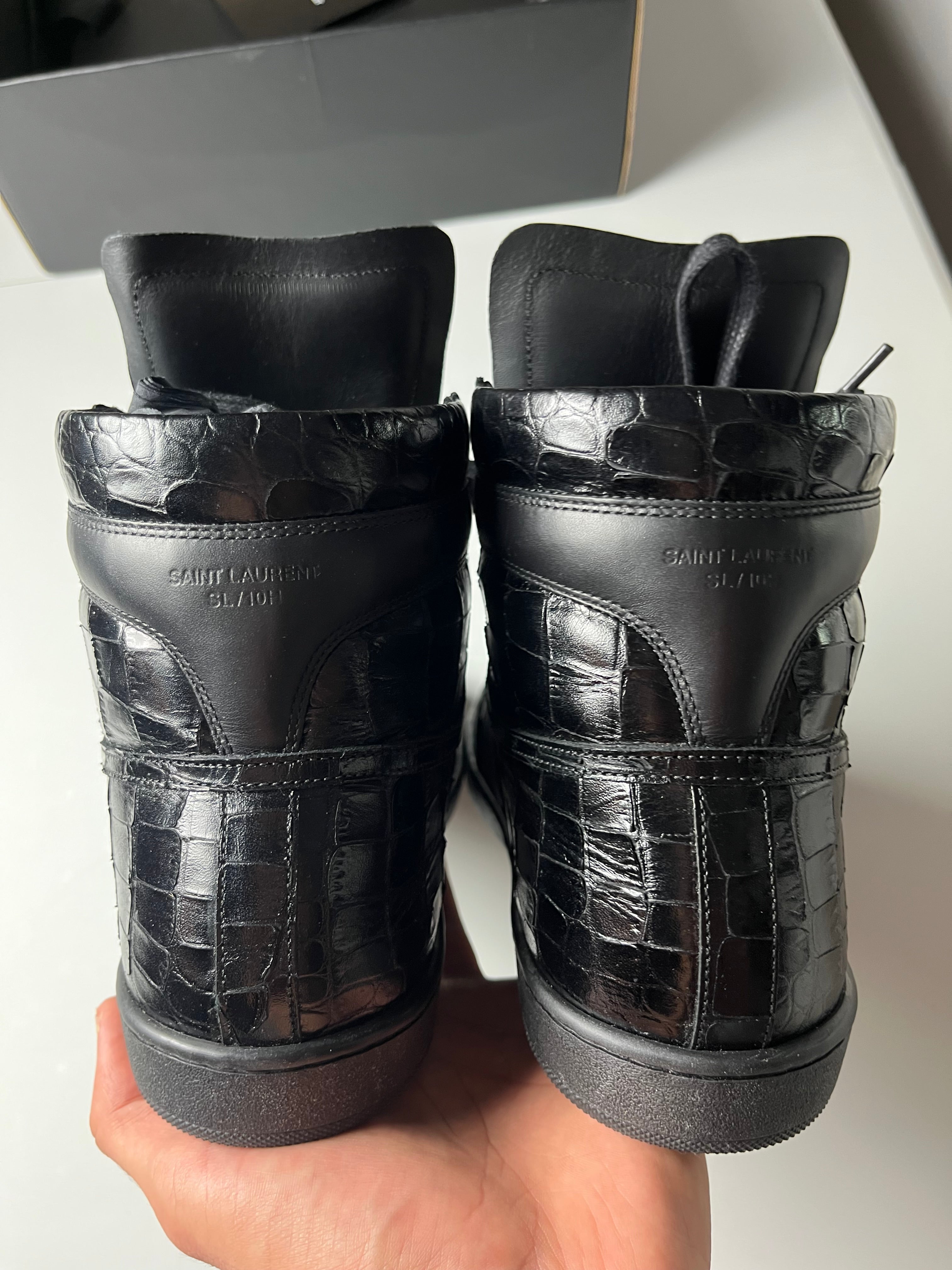 Saint Laurent embossed croc leather high tops - Eu 42 - black