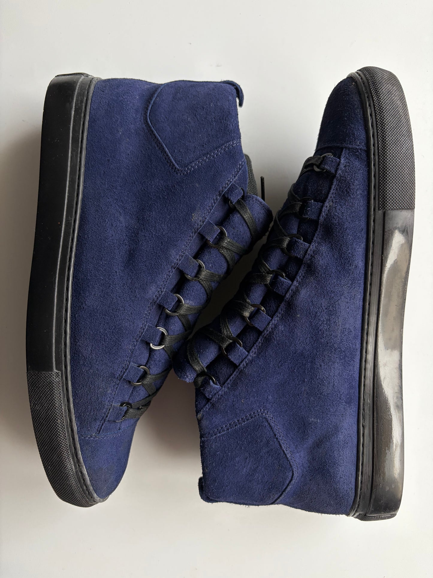 Balenciaga arene blue suede high tops - eu 44 - dark blue