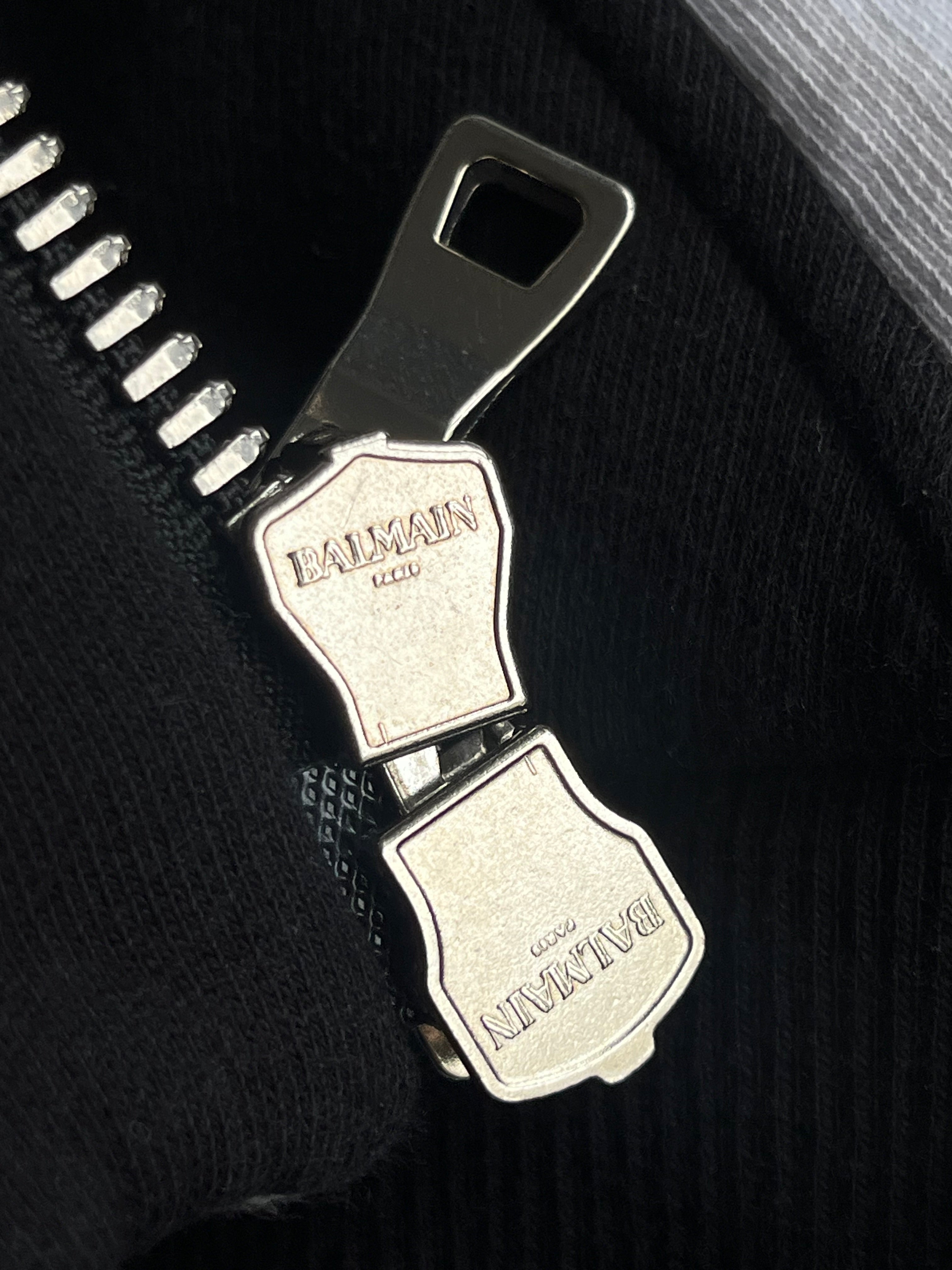 Balmain Union Jack multi zips heavy cotton hoodie (L) - black