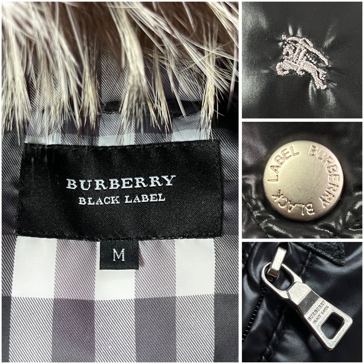 00’s BURBERRY made in Japan real fur down jacket (S/M) - black