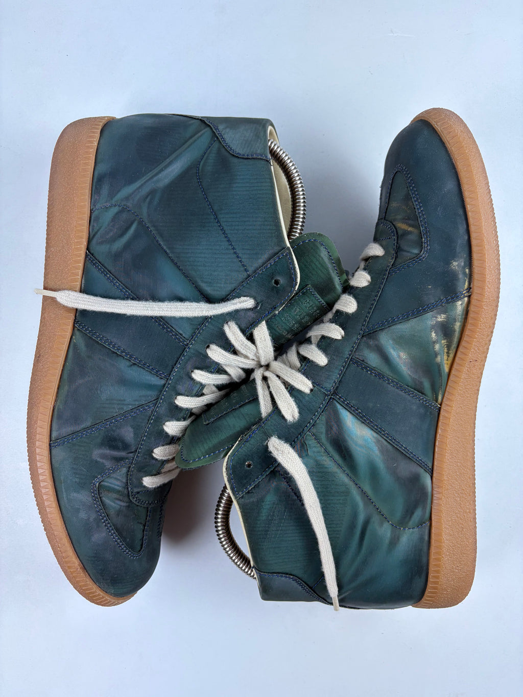 2014 Maison Margiela reflective metallic green high top gats - eu 43 / us 10