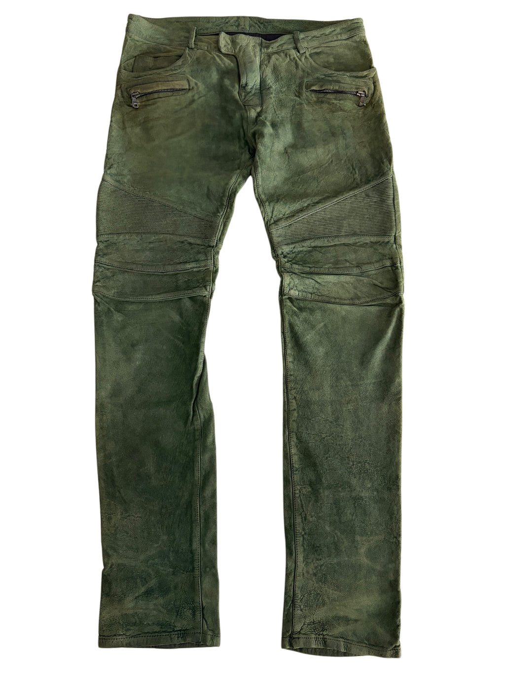 2012 BALMAIN lambskin leather suede biker pants - 33 - fits bigger