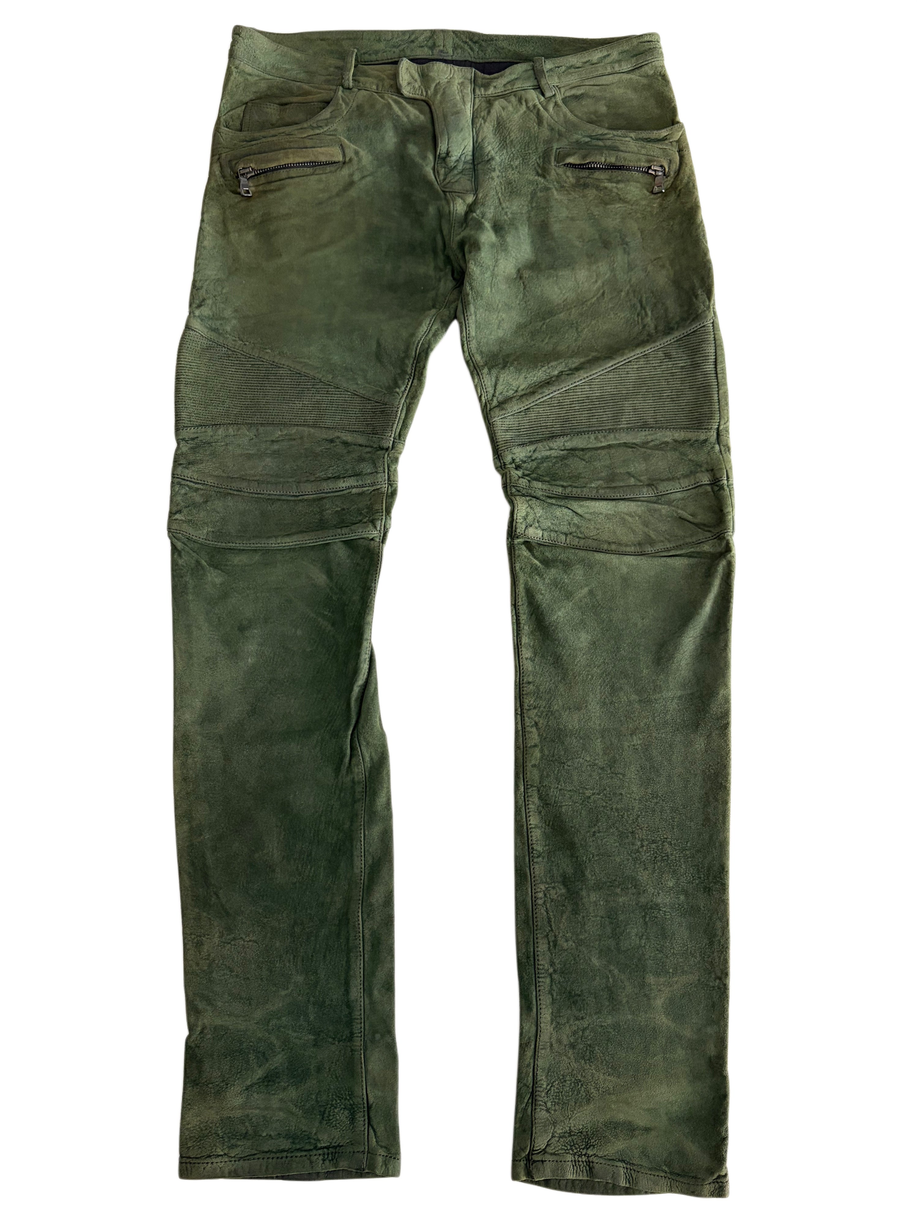 2012 BALMAIN lambskin leather suede biker pants - 33 - fits bigger