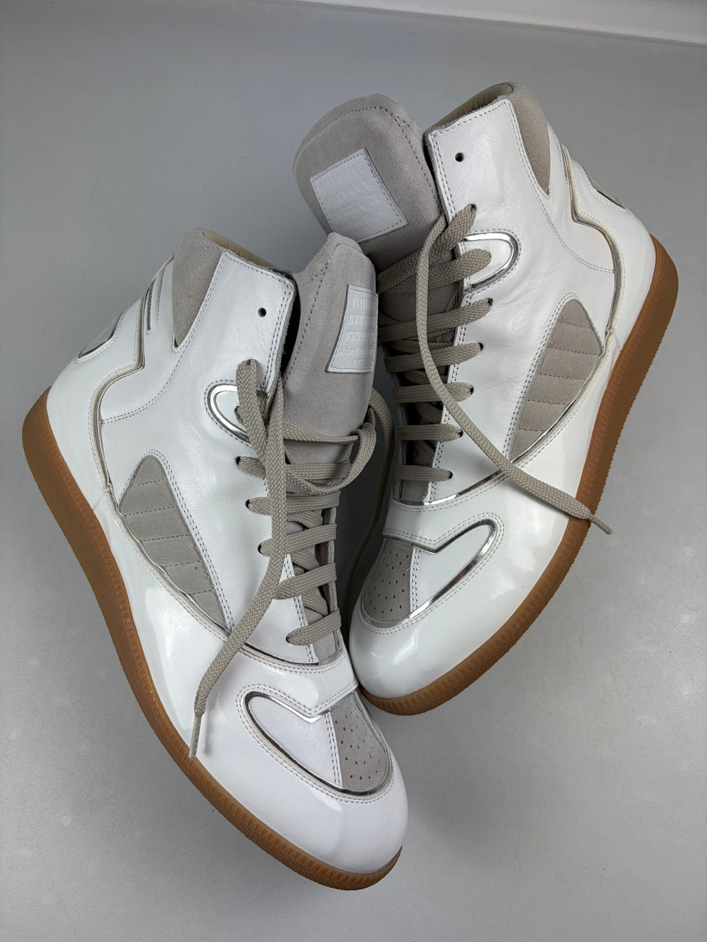 Maison Margiela ‘Cadillac’ patent leather & suede high tops - eu 45 / us 12 / uk 11 - brand new