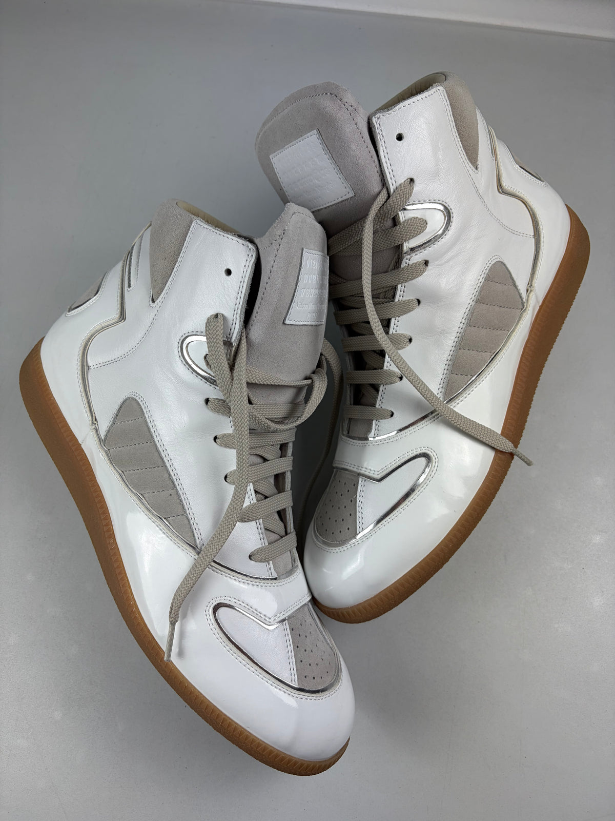 Maison Margiela ‘Cadillac’ patent leather & suede high tops - eu 45 / us 12 / uk 11 - brand new