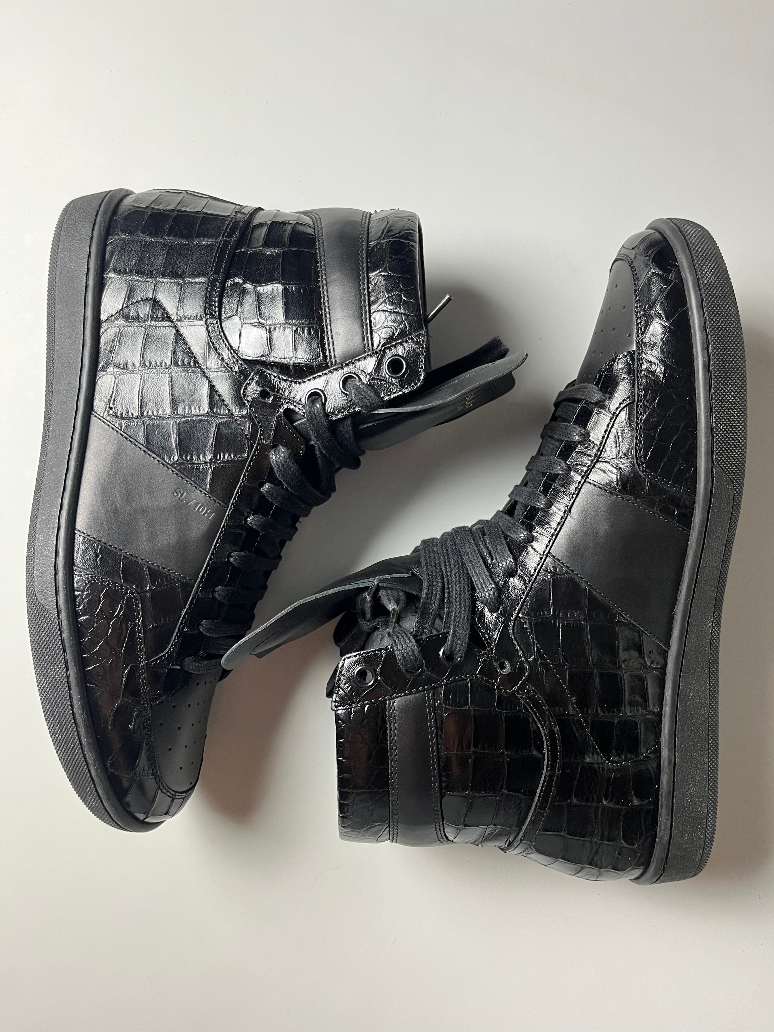 Saint Laurent embossed croc leather high tops - Eu 42 - black