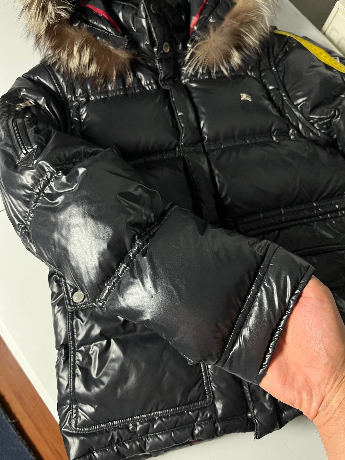 00’s BURBERRY made in Japan real fur down jacket (S/M) - black