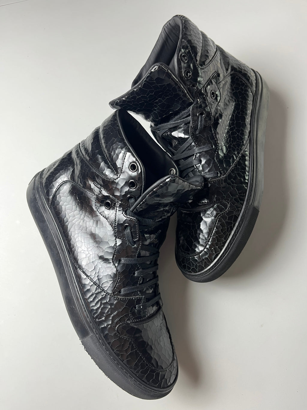 Balenciaga embossed croc leather high tops - Eu 41 - black