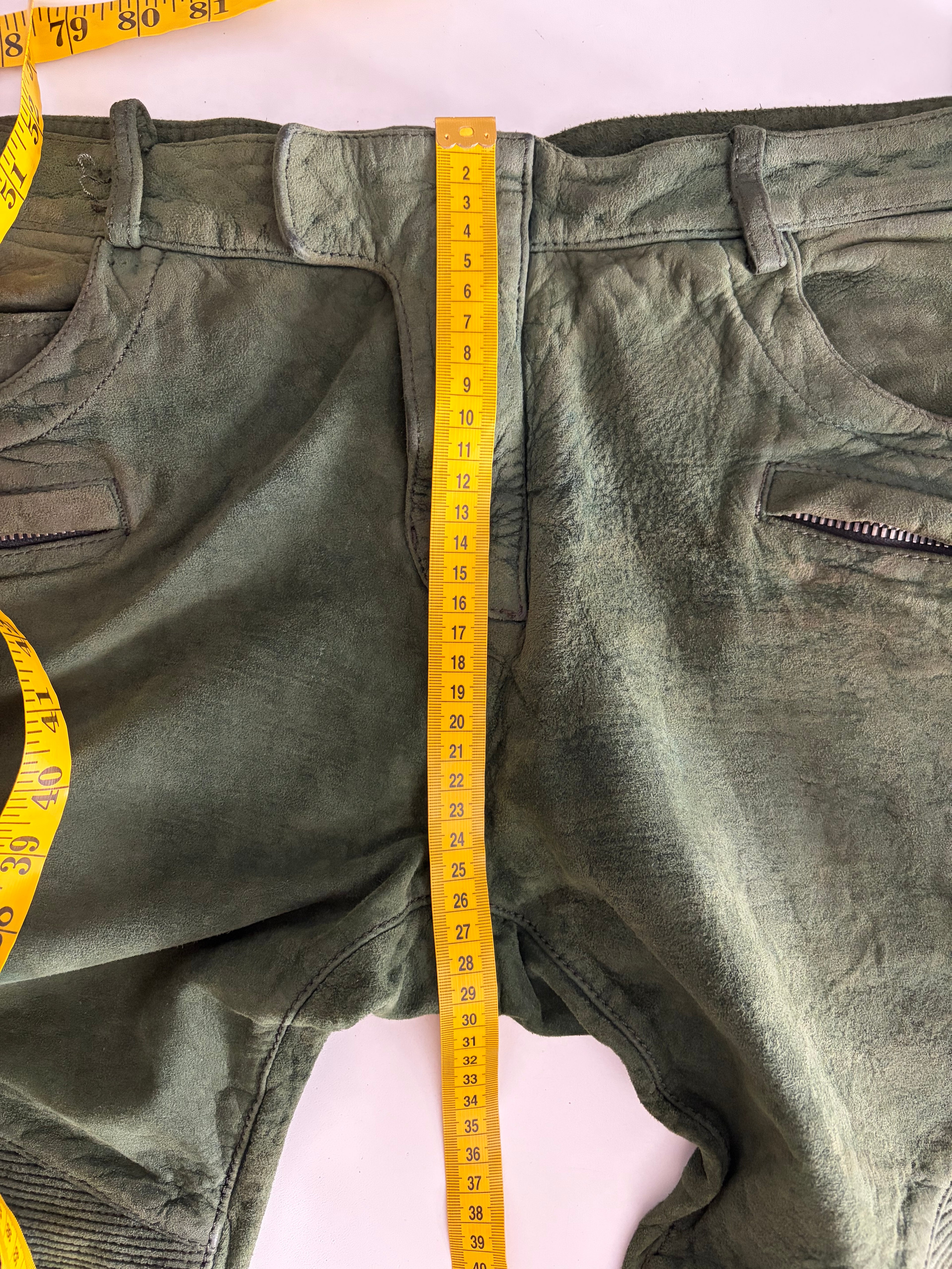 2012 BALMAIN lambskin leather suede biker pants - 33 - fits bigger
