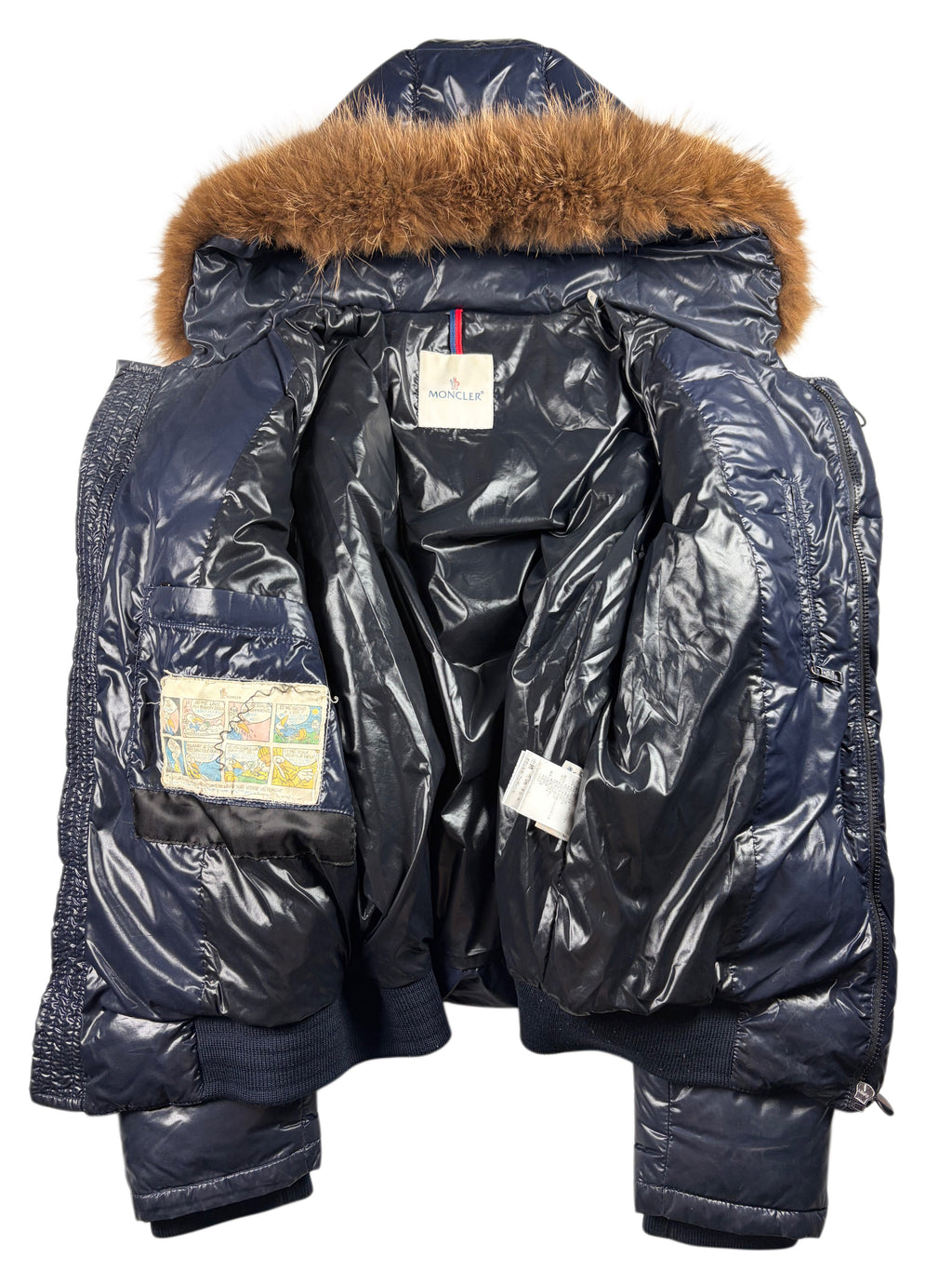 2010’s MONCLER real fur down jacket - men’s size 3 (L) - navy blue