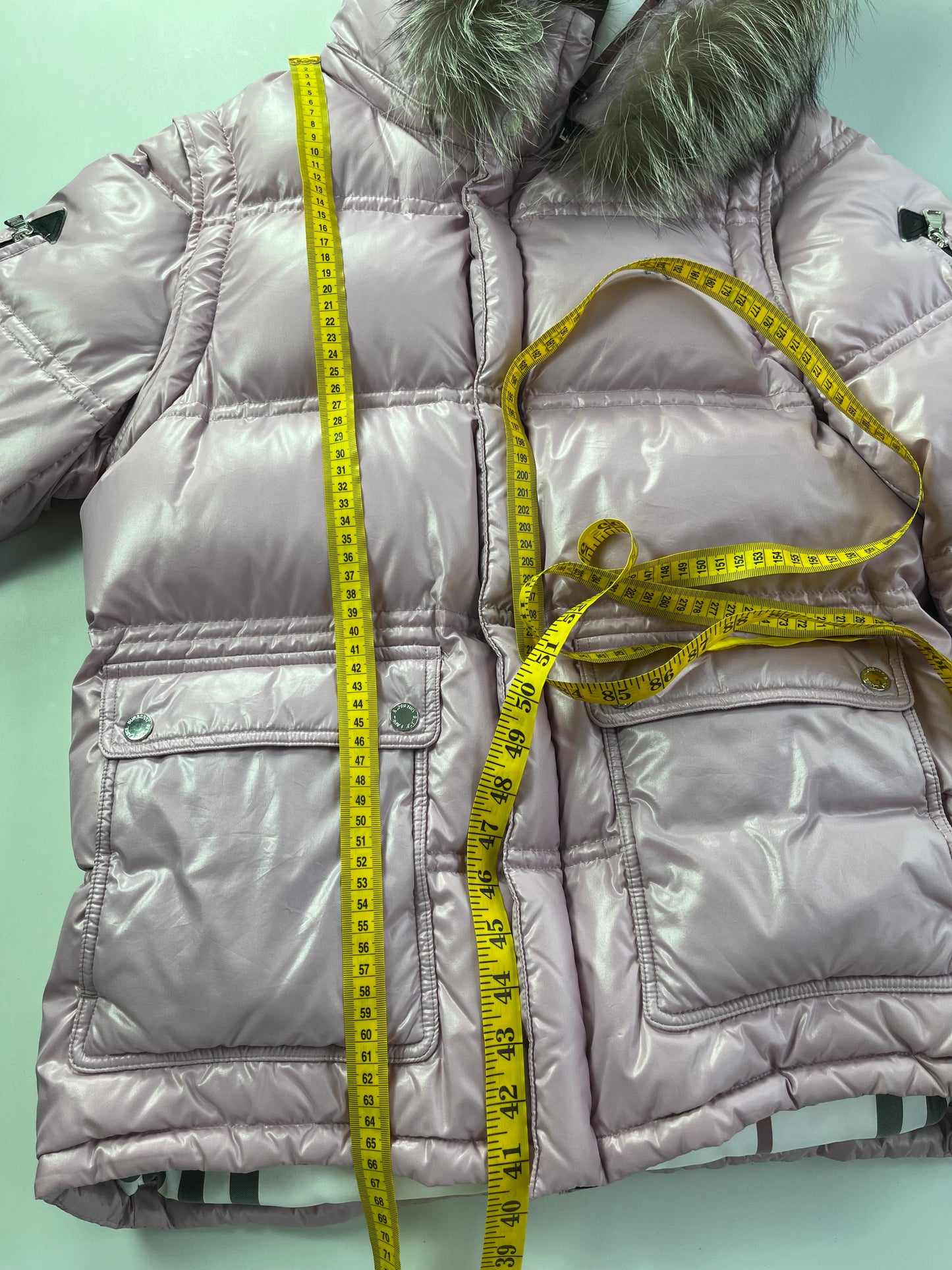 00’s BURBERRY made in Japan real fur down jacket (M/L) - pink