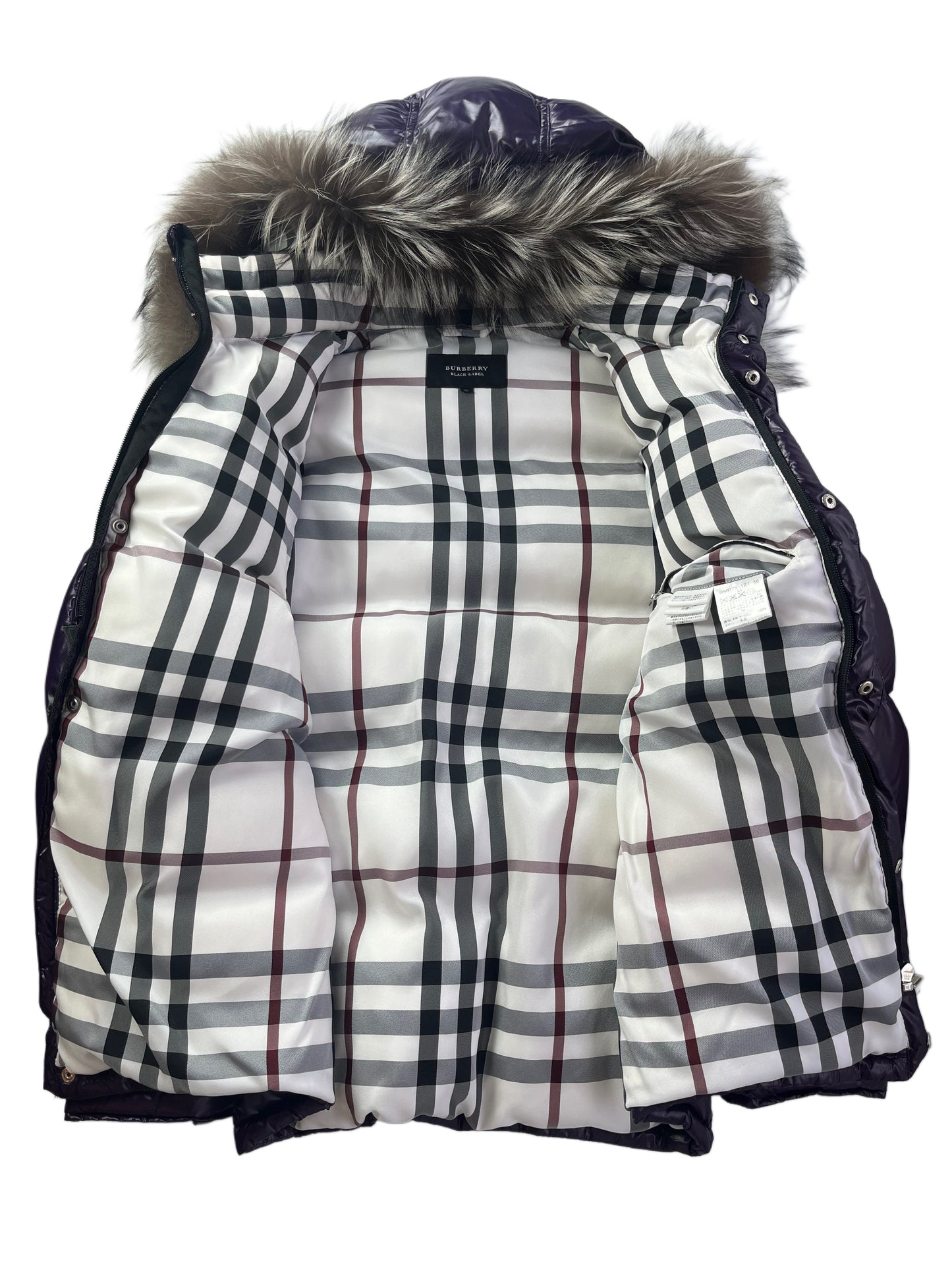 00’s BURBERRY made in Japan real fur down jacket (L/LL) - purple