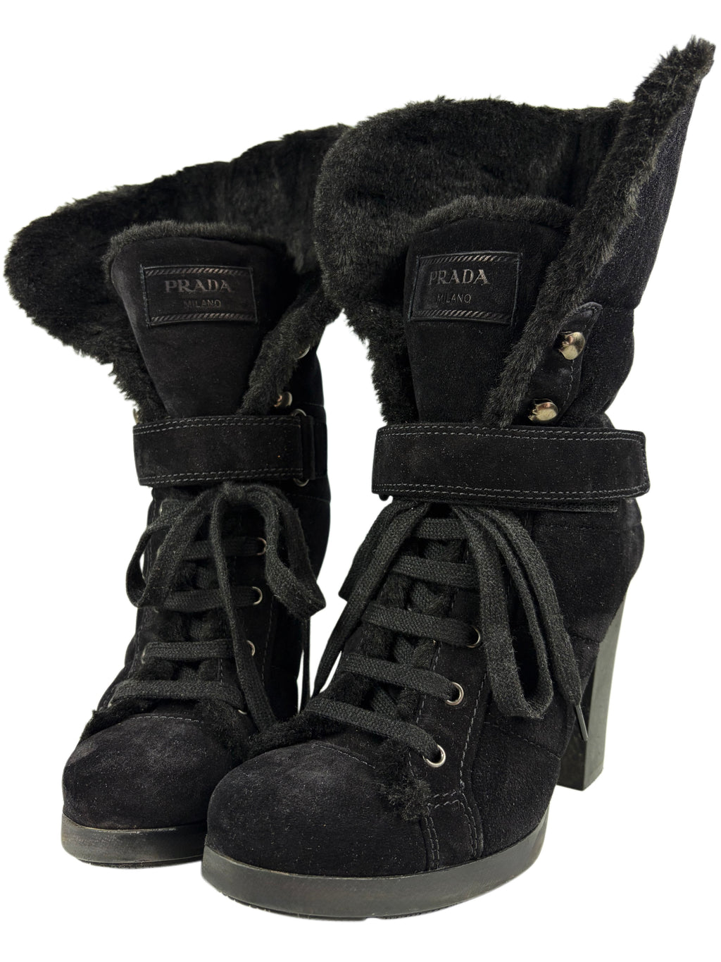 00’s PRADA suede & fur wedge boots - eu 40.5 / us 8 / uk 7