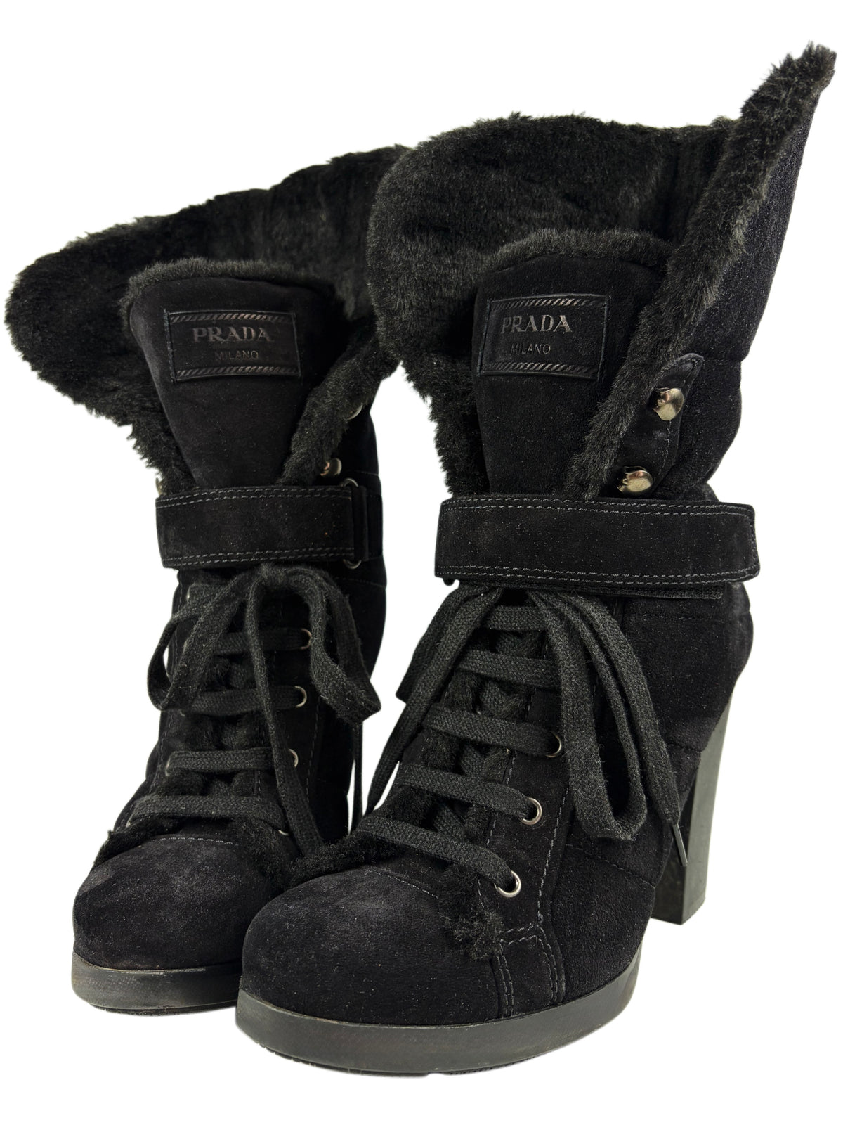 00’s PRADA suede & fur wedge boots - eu 40.5 / us 8 / uk 7