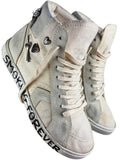 Saint Laurent ‘Smoking Forever’ canvas & suede high tops - eu41.5/us8.5/uk7.5
