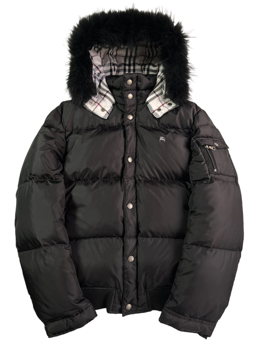 00’s BURBERRY made in Japan real fur down jacket (M/L) - black