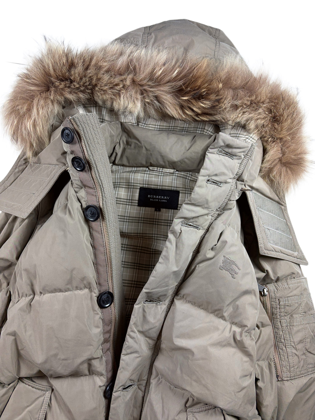 00’s BURBERRY Black Label real fur down jacket (M/L) - light brown