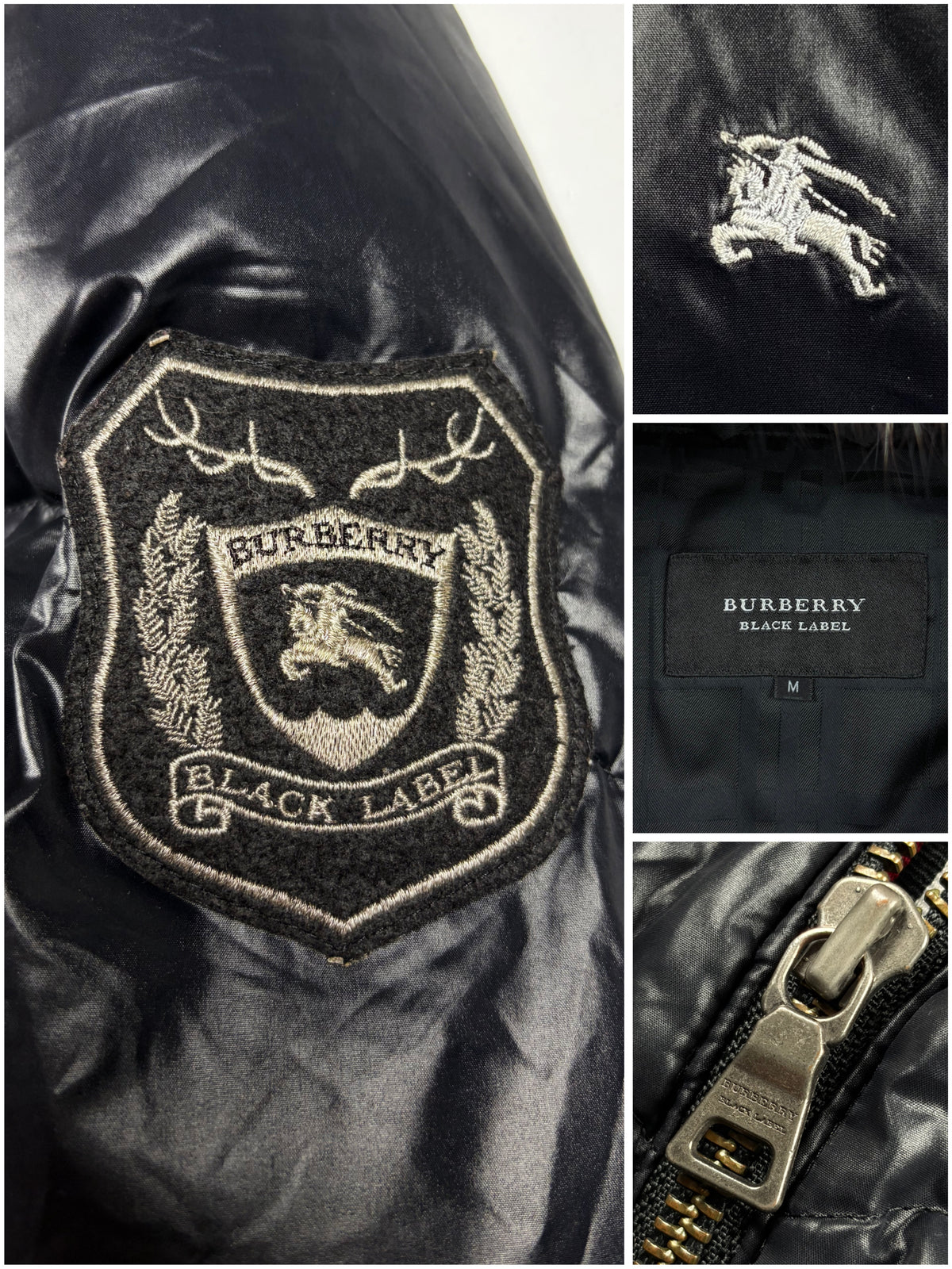 00’s BURBERRY Black Label 30th Anniversary real fur down jacket (S/M) - black
