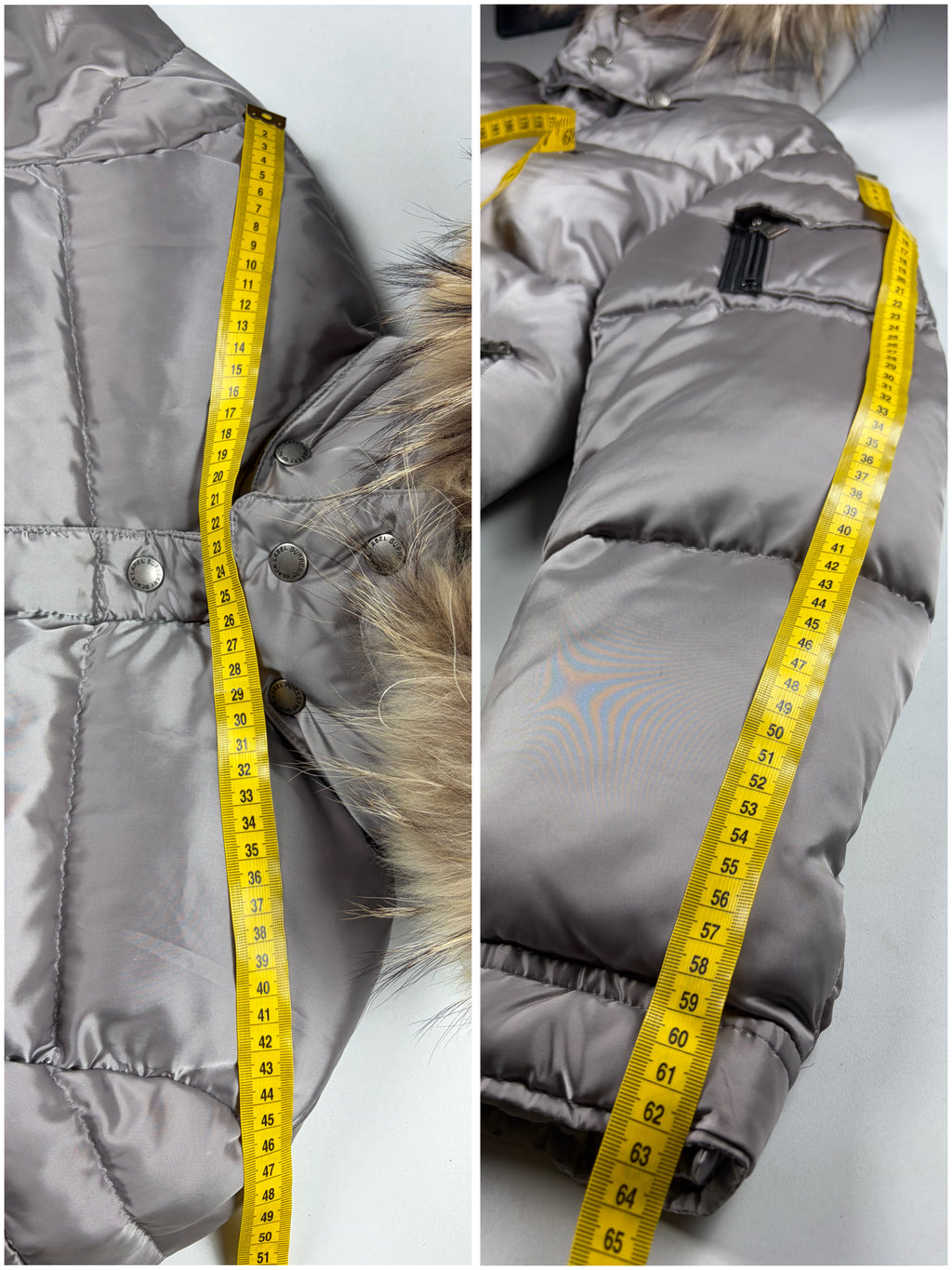 00’s BURBERRY Black Label real fur down jacket (S/M) - silver grey