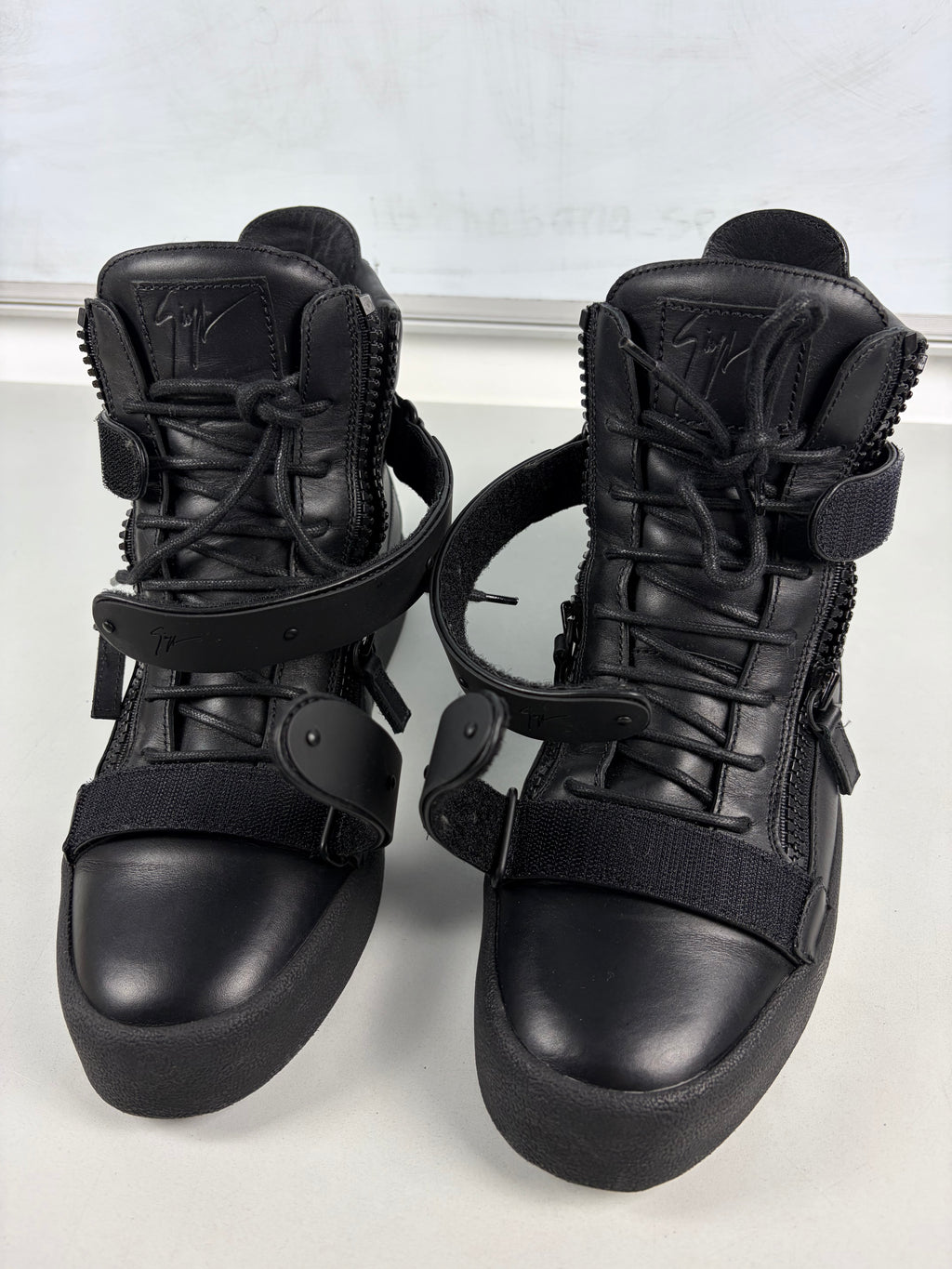 Giuseppe Zanotti 'Coby' double strap high tops - eu 44 / us 11 / uk 10 - triple black