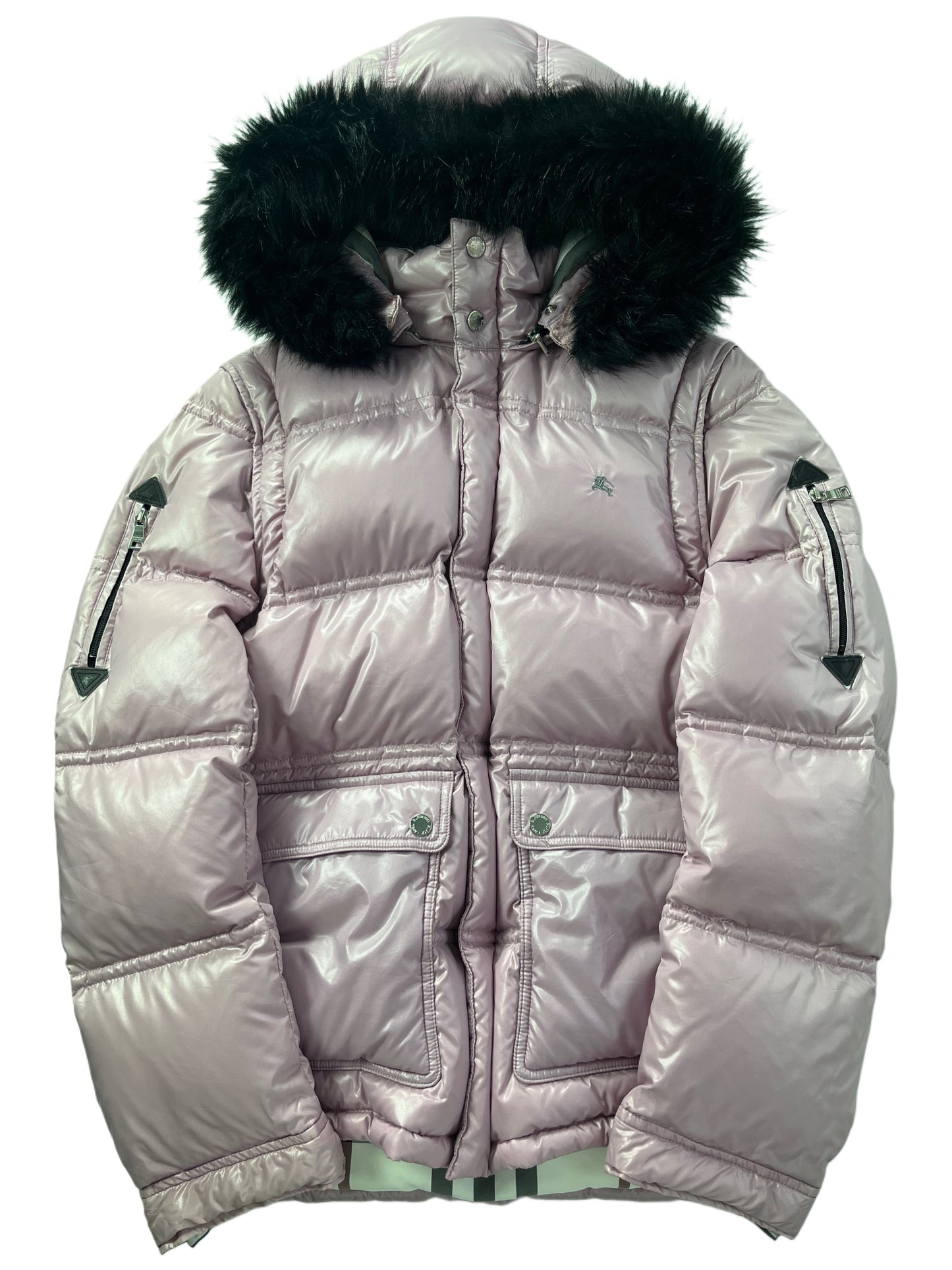 00’s BURBERRY made in Japan real fur down jacket (M/L) - pink