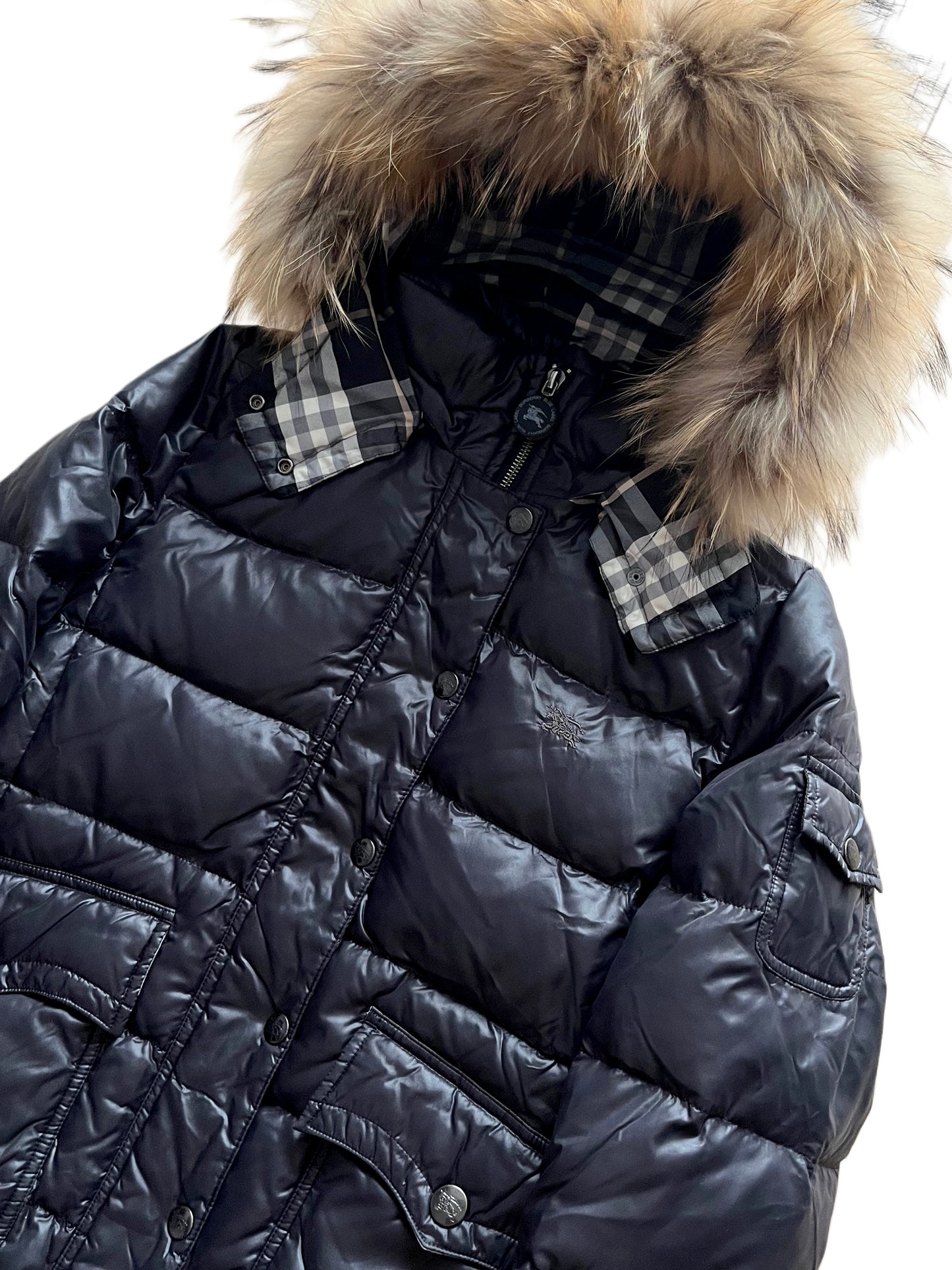 00’s BURBERRY made in Japan real fur down jacket (XS/S) women’s - black