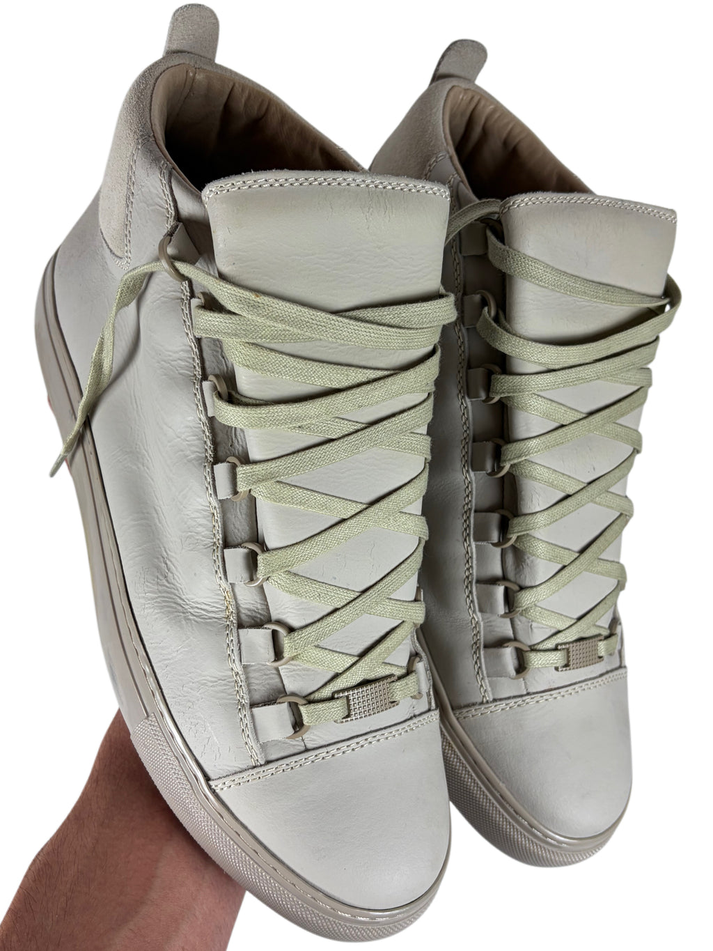 Balenciaga arena leather & suede high tops - eu 44 - off white