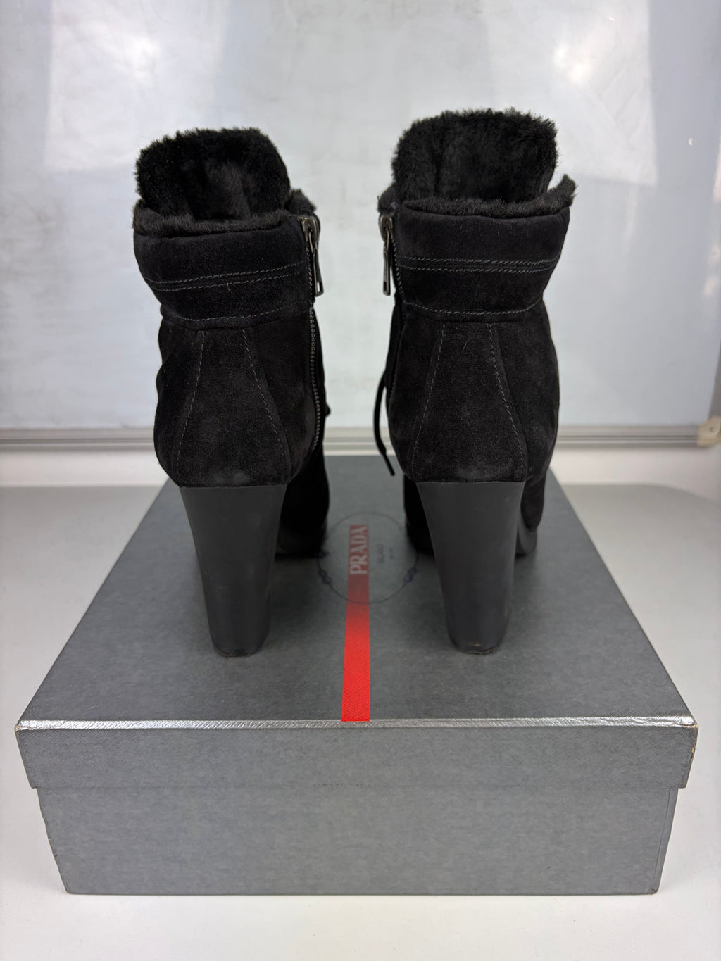 00’s PRADA Sport suede & fur wedge boots - eu 39.5 / us 9.5 / uk 6.5 - black