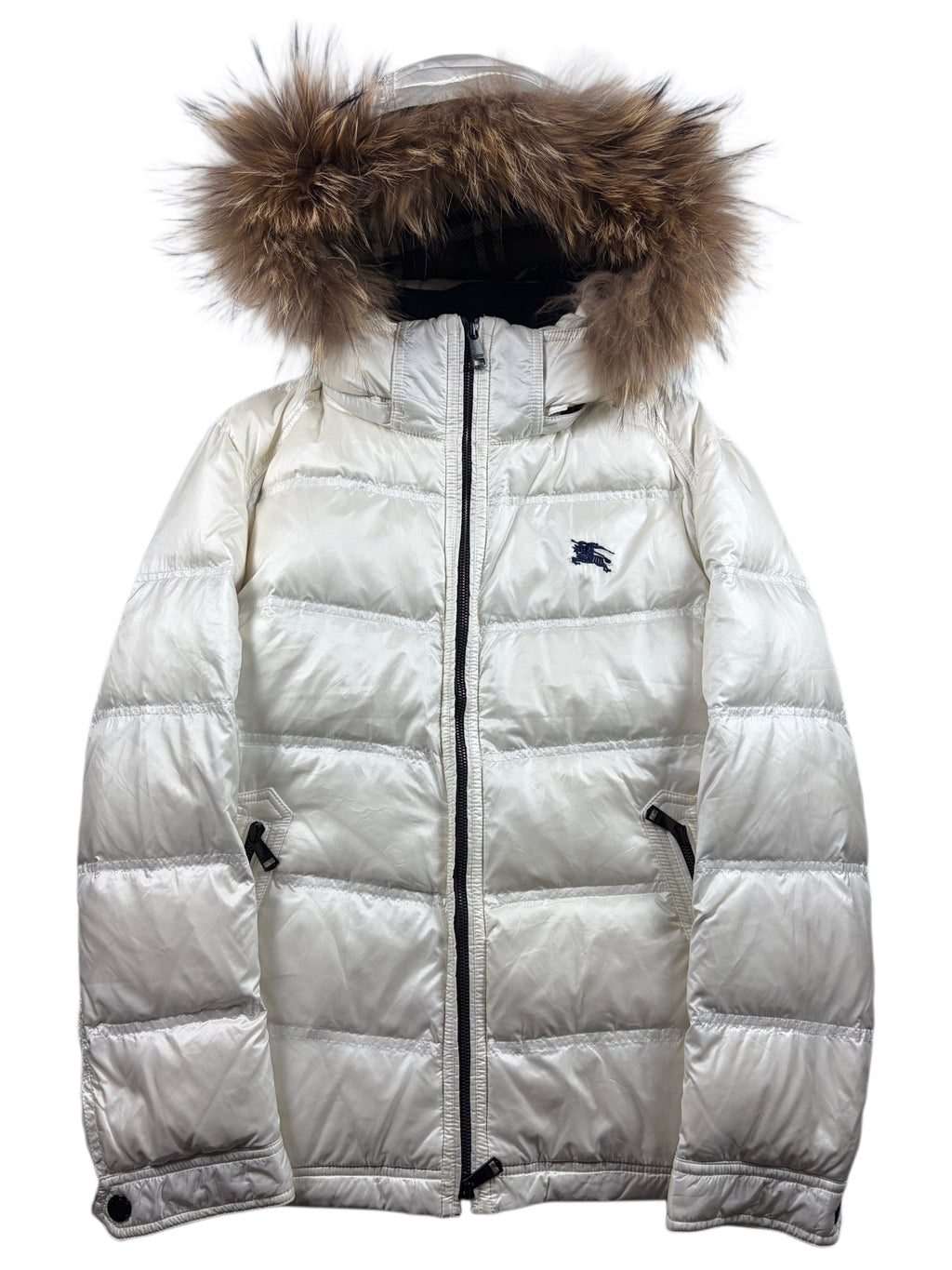 00’s BURBERRY Black Label 2 in 1 real fur down jacket (S/M) - white