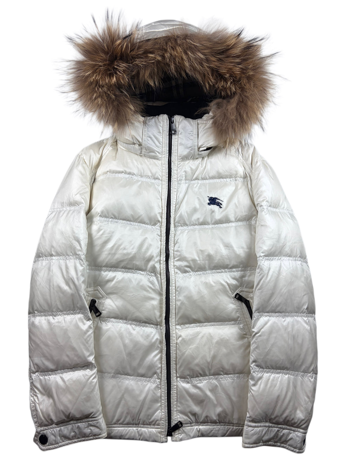 00’s BURBERRY Black Label 2 in 1 real fur down jacket (S/M) - white