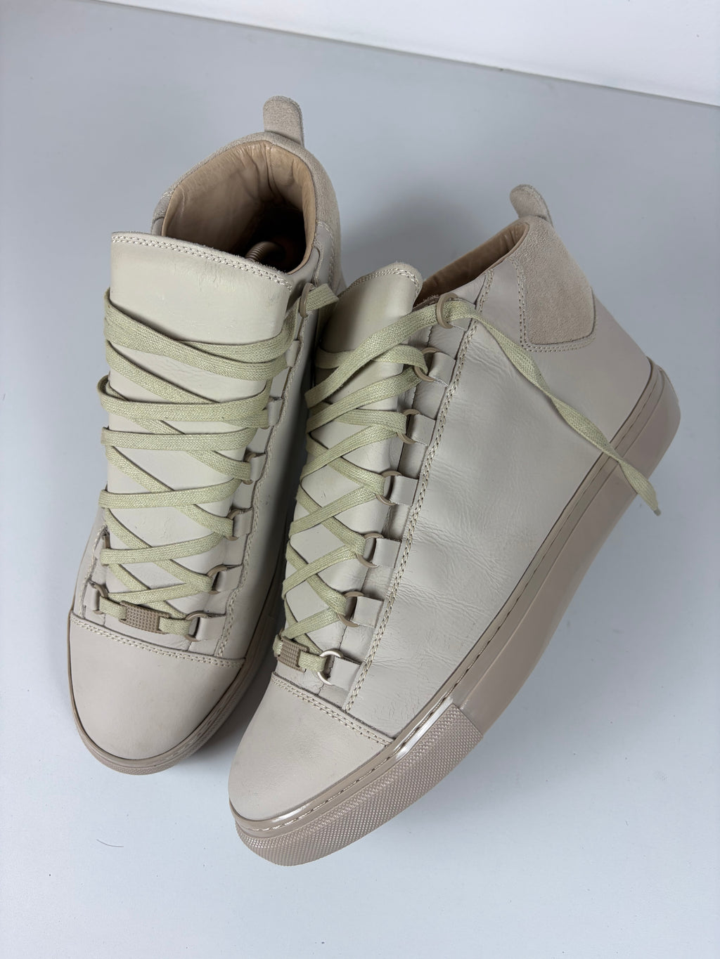 Balenciaga arena leather & suede high tops - eu 44 - off white