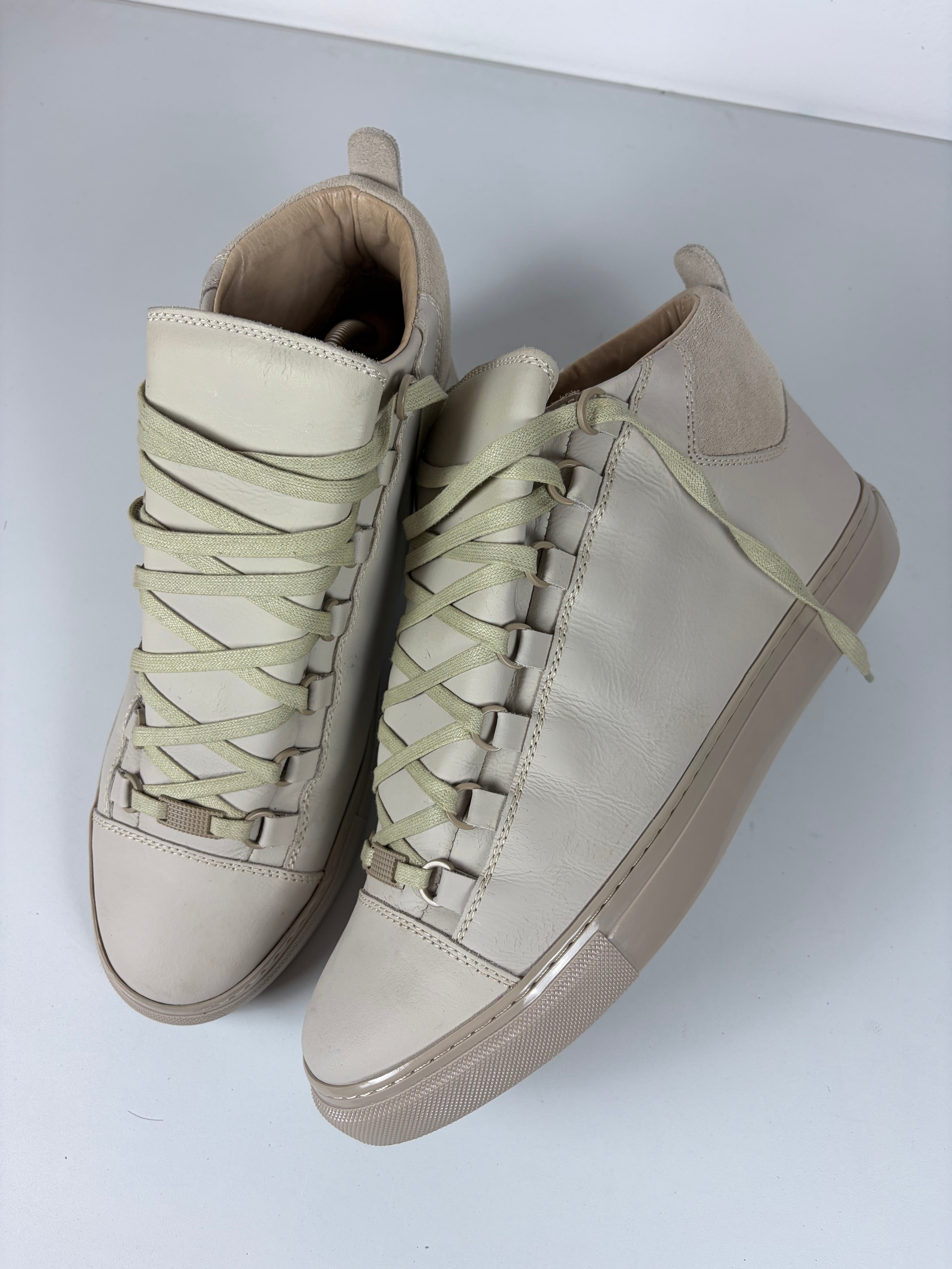 Balenciaga arena leather & suede high tops - eu 44 - off white