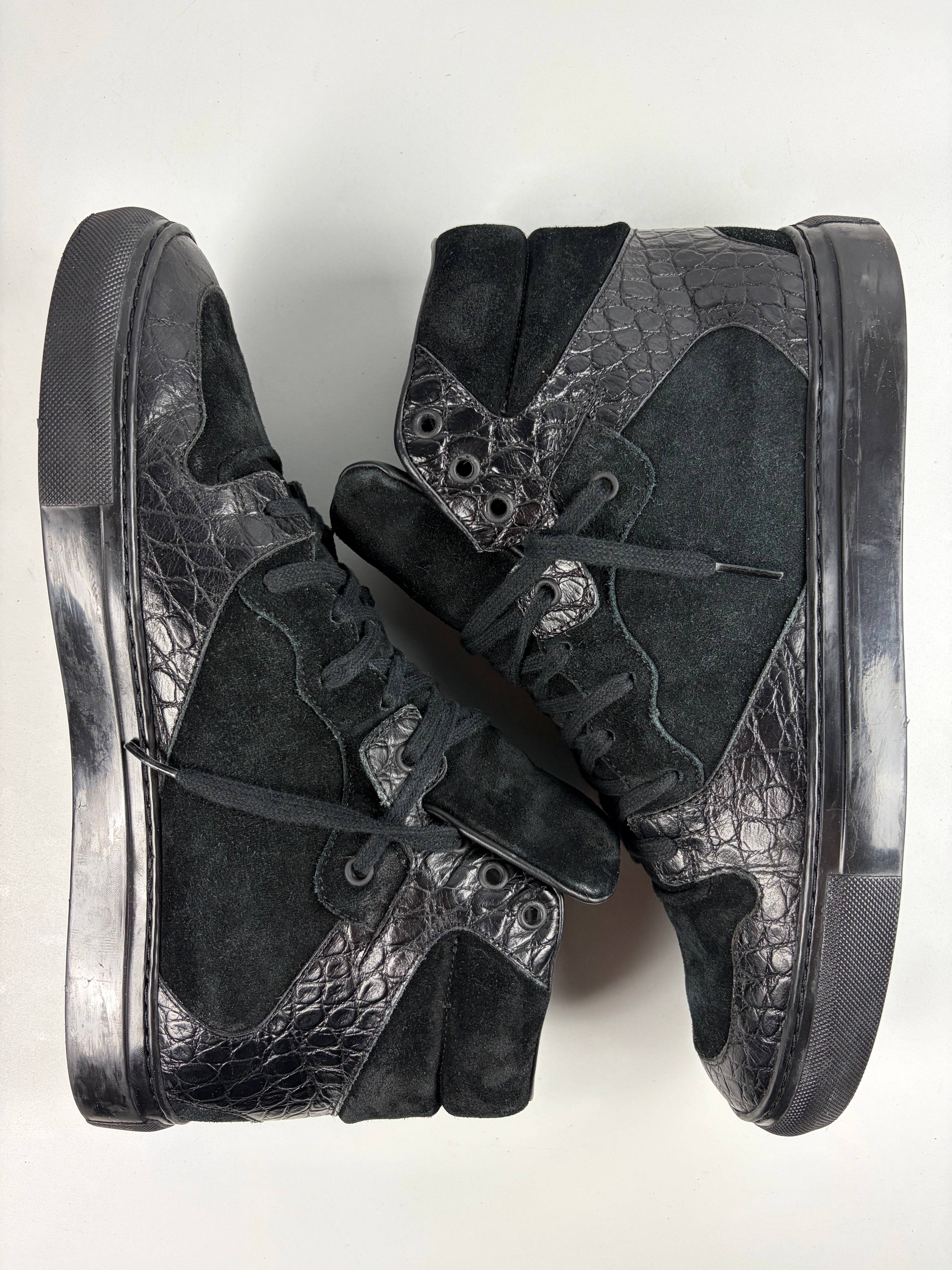 Balenciaga crocodile-embossed leather high tops - eu 44 / us 11 - black