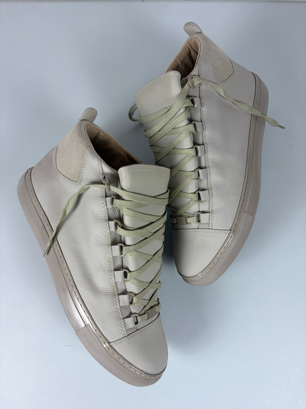 Balenciaga arena leather & suede high tops - eu 44 - off white