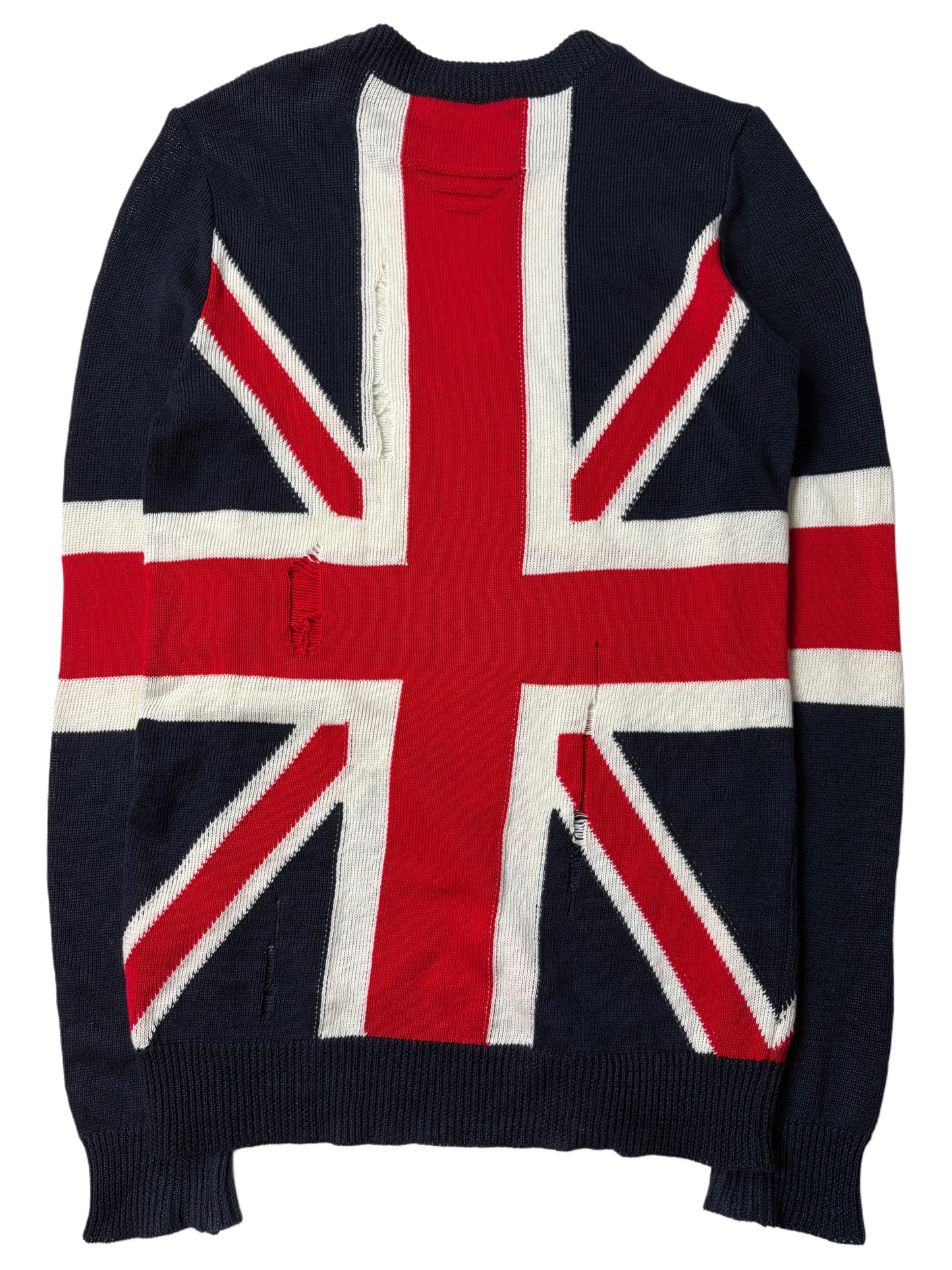2016 BALMAIN runway distressed Union Jack knit sweater - size S/M