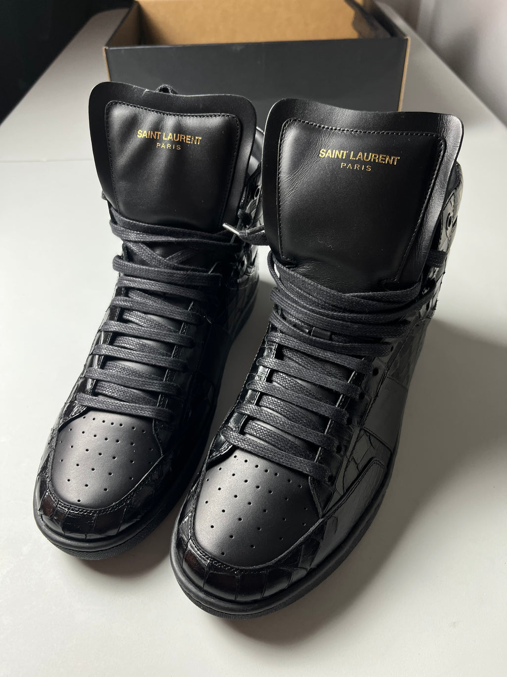 Saint Laurent embossed croc leather high tops - Eu 42 - black