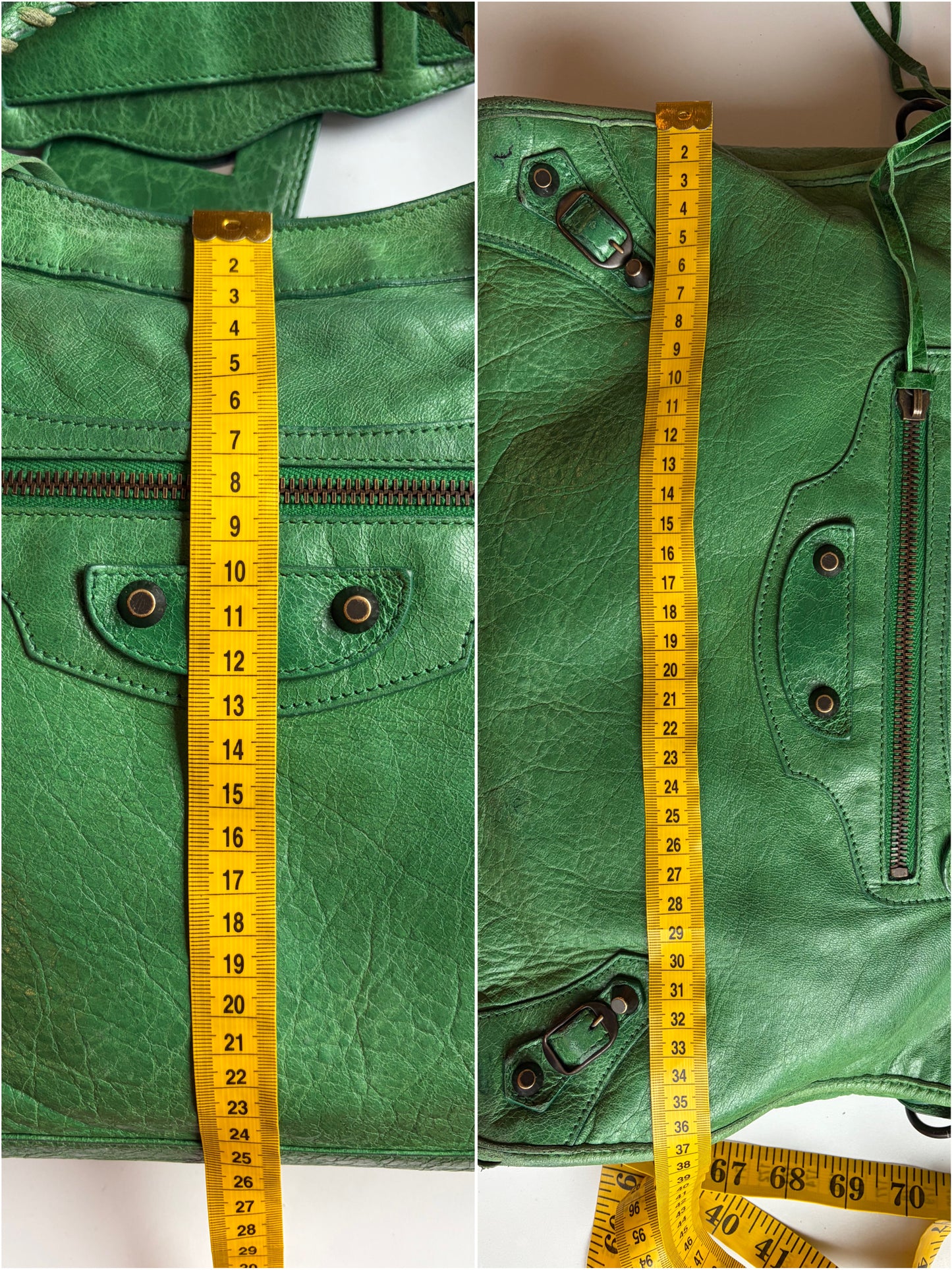 2009 BALENCIAGA Green Lambskin Motorcycle City Bag - green