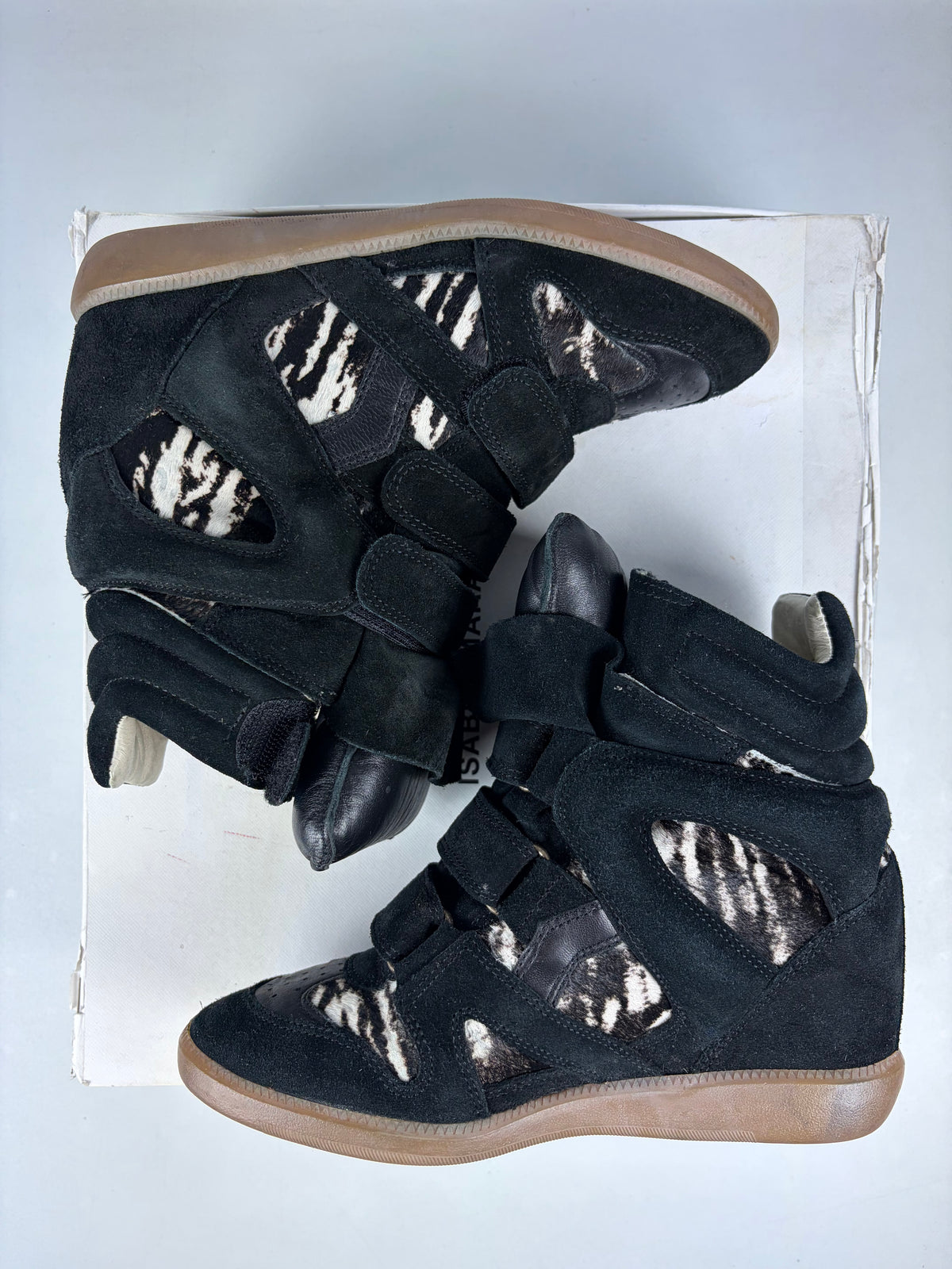 Isabel Marant Bekett ‘Zebra’ wedge sneakers - size - eu 37 / us 7 / uk 4