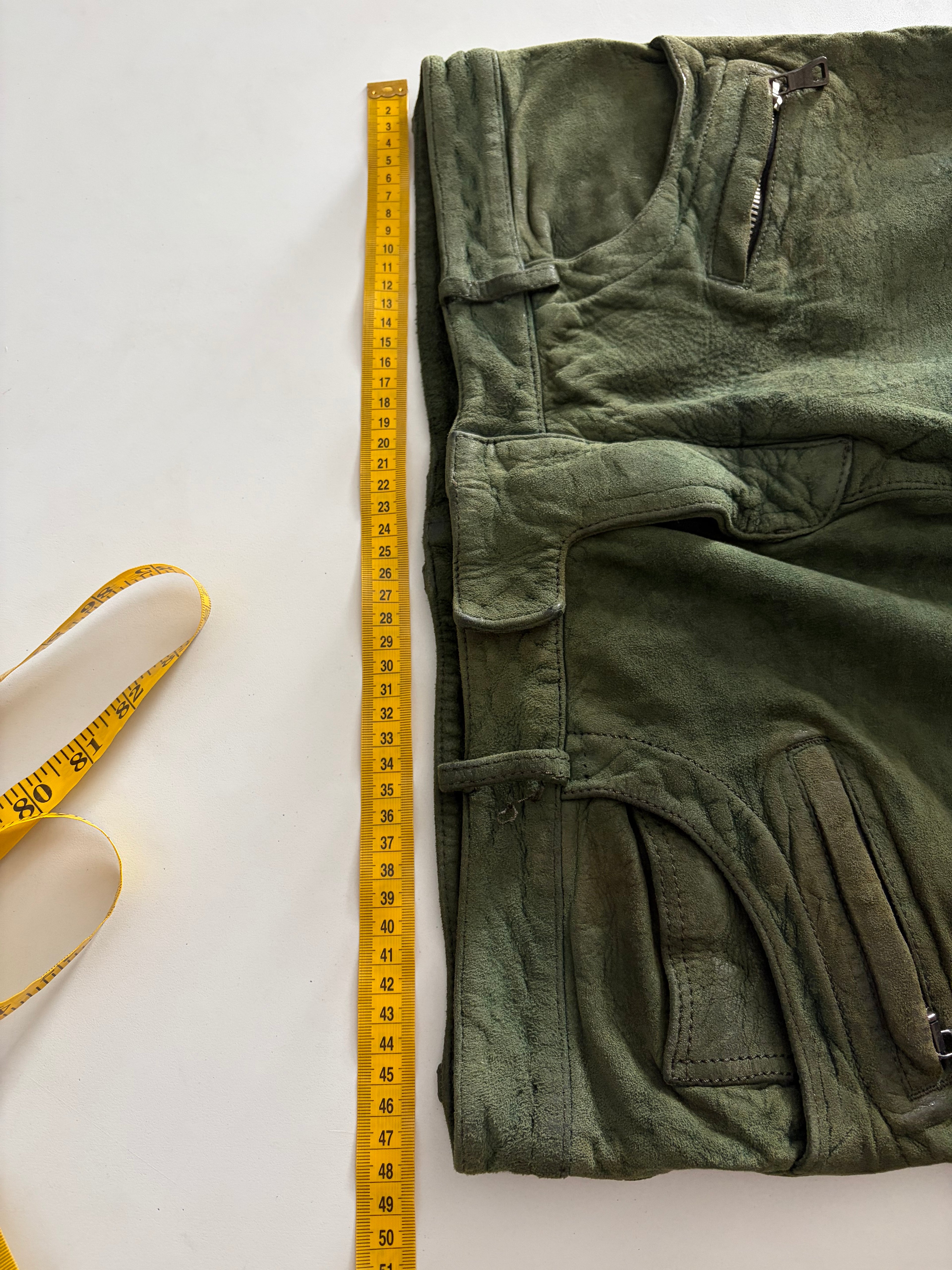 2012 BALMAIN lambskin leather suede biker pants - 33 - fits bigger