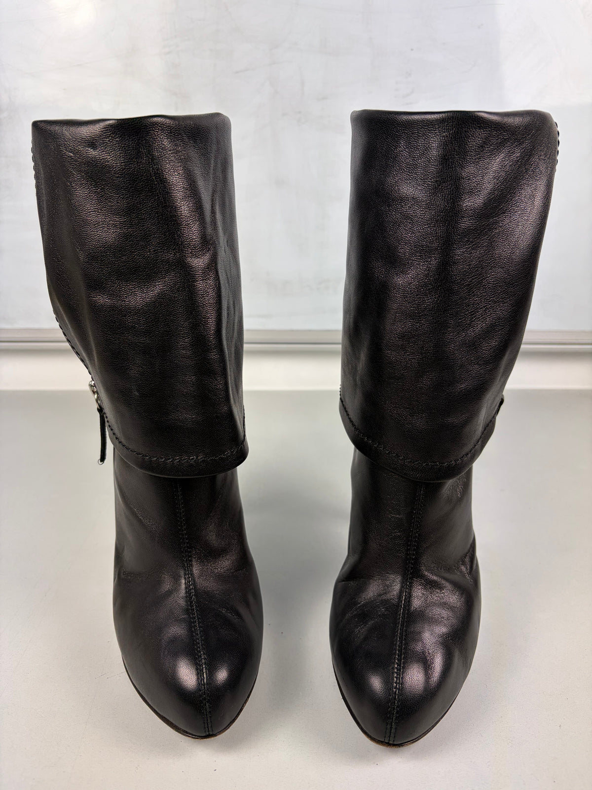 Giuseppe Zanotti fold-over zip boots - eu 37.5 / us 7.5 / uk 4.5 - black
