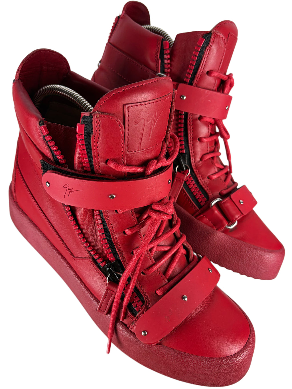 Giuseppe Zanotti 'Coby' double strap high tops - eu 41.5 / us 8.5 / uk 7.5 - triple red