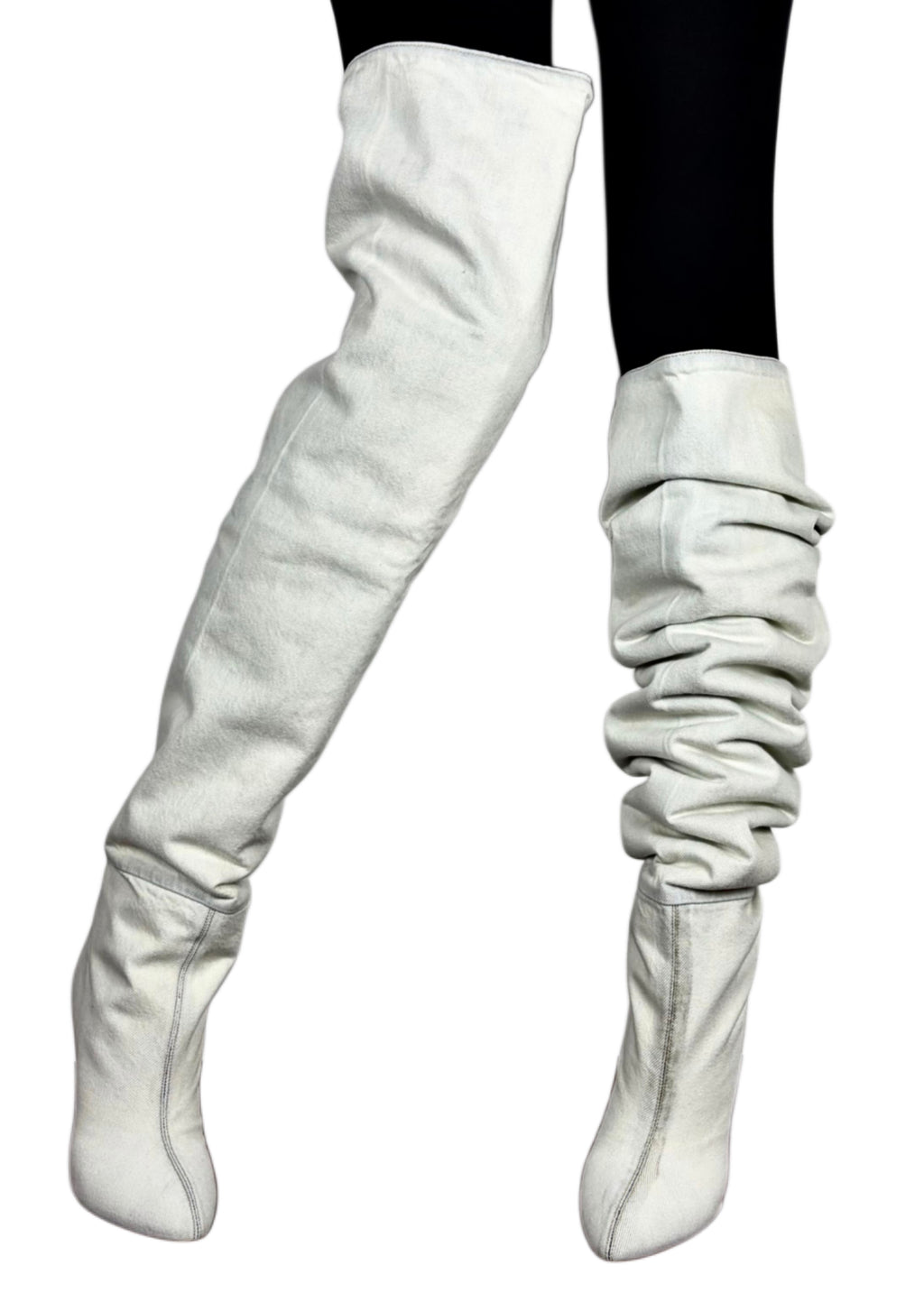2016 Kanye West's YEEZY Season 4 bleached denim boots - eu 38 - white