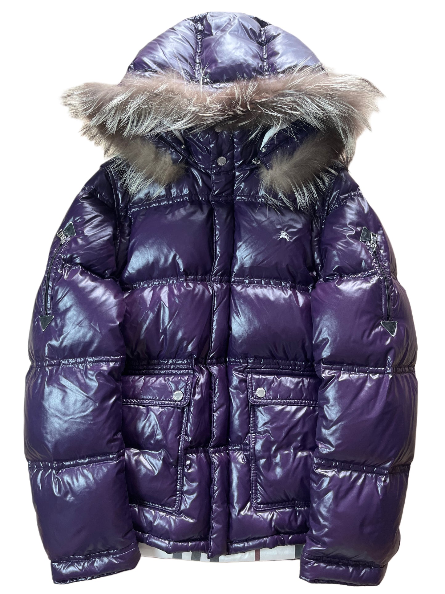 00’s BURBERRY made in Japan real fur down jacket (L/LL) - purple