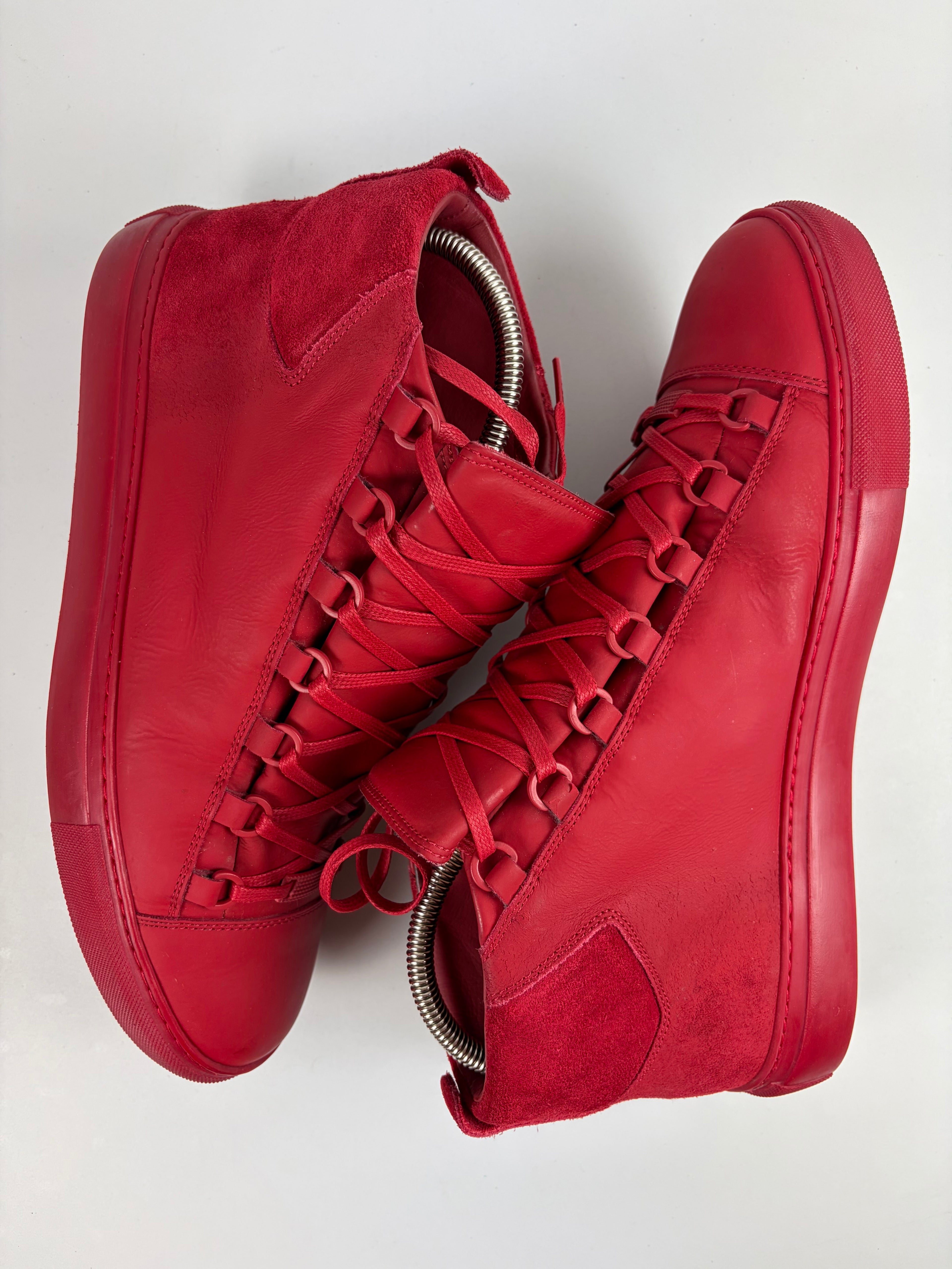 Balenciaga arena leather & suede high tops - eu 44 / us 11 - red