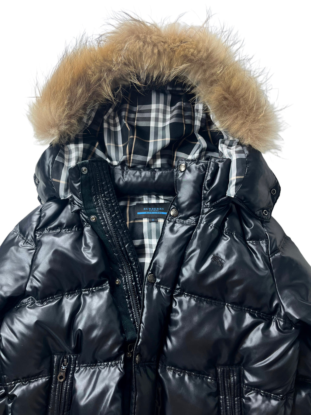 00’s BURBERRY made in Japan real fur down jacket (XS/S) - black