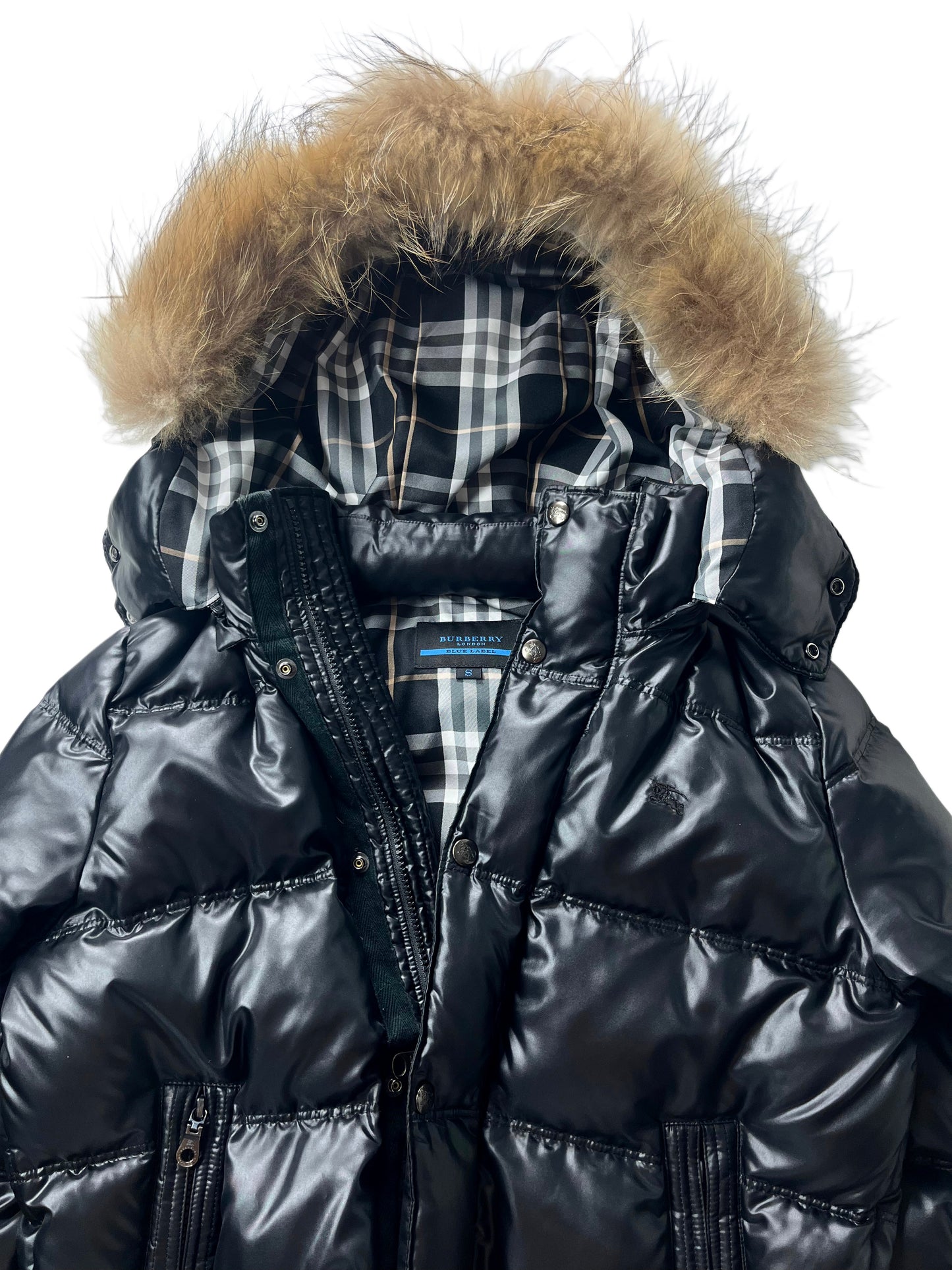 00’s BURBERRY made in Japan real fur down jacket (XS/S) - black