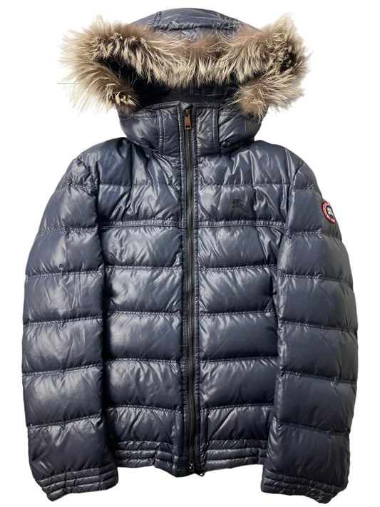 00’s BURBERRY made in Japan real fur down jacket (M/L) - navy