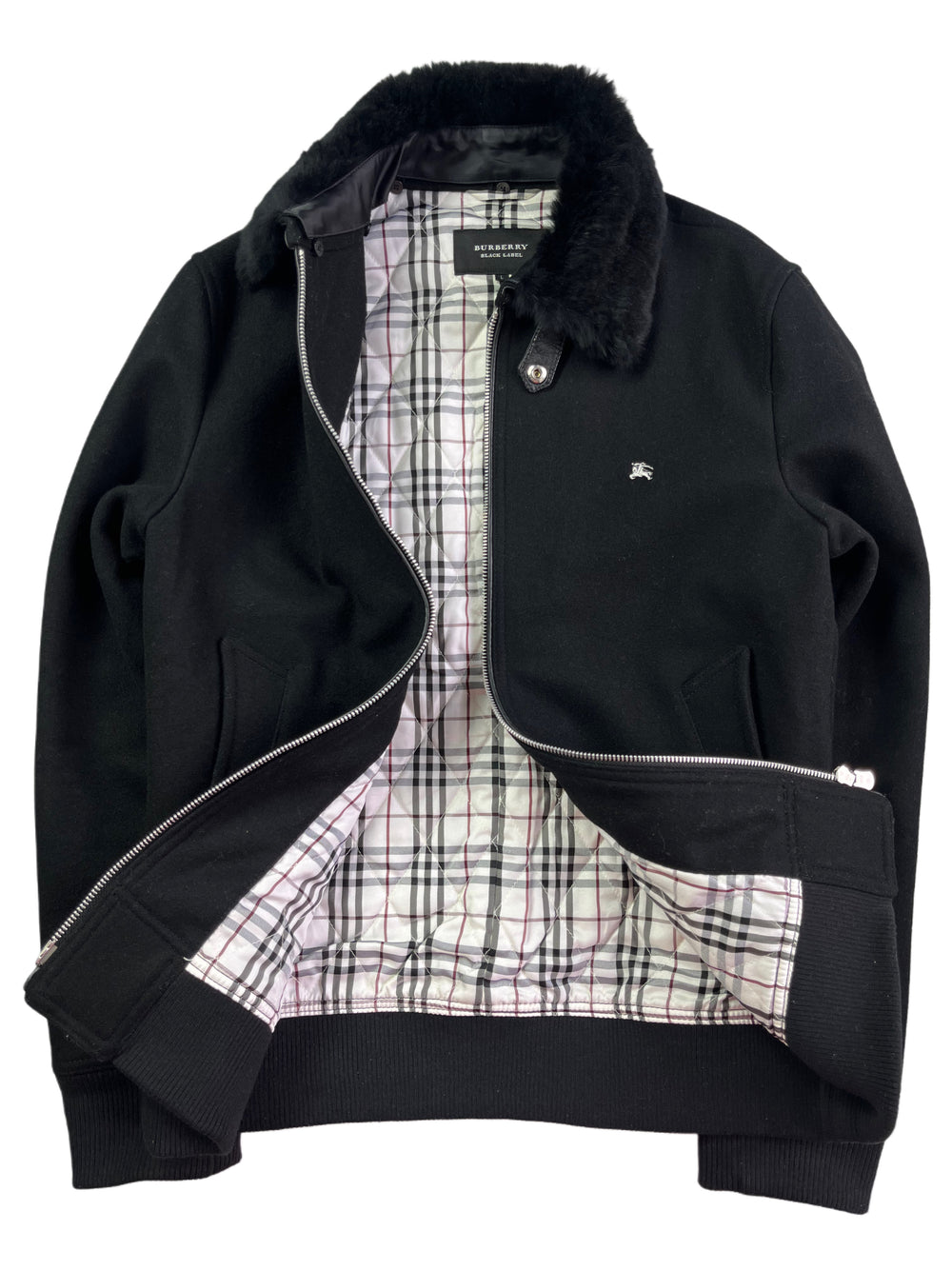 00’s BURBERRY made in Japan rabbit fur jacket (M/L) - black